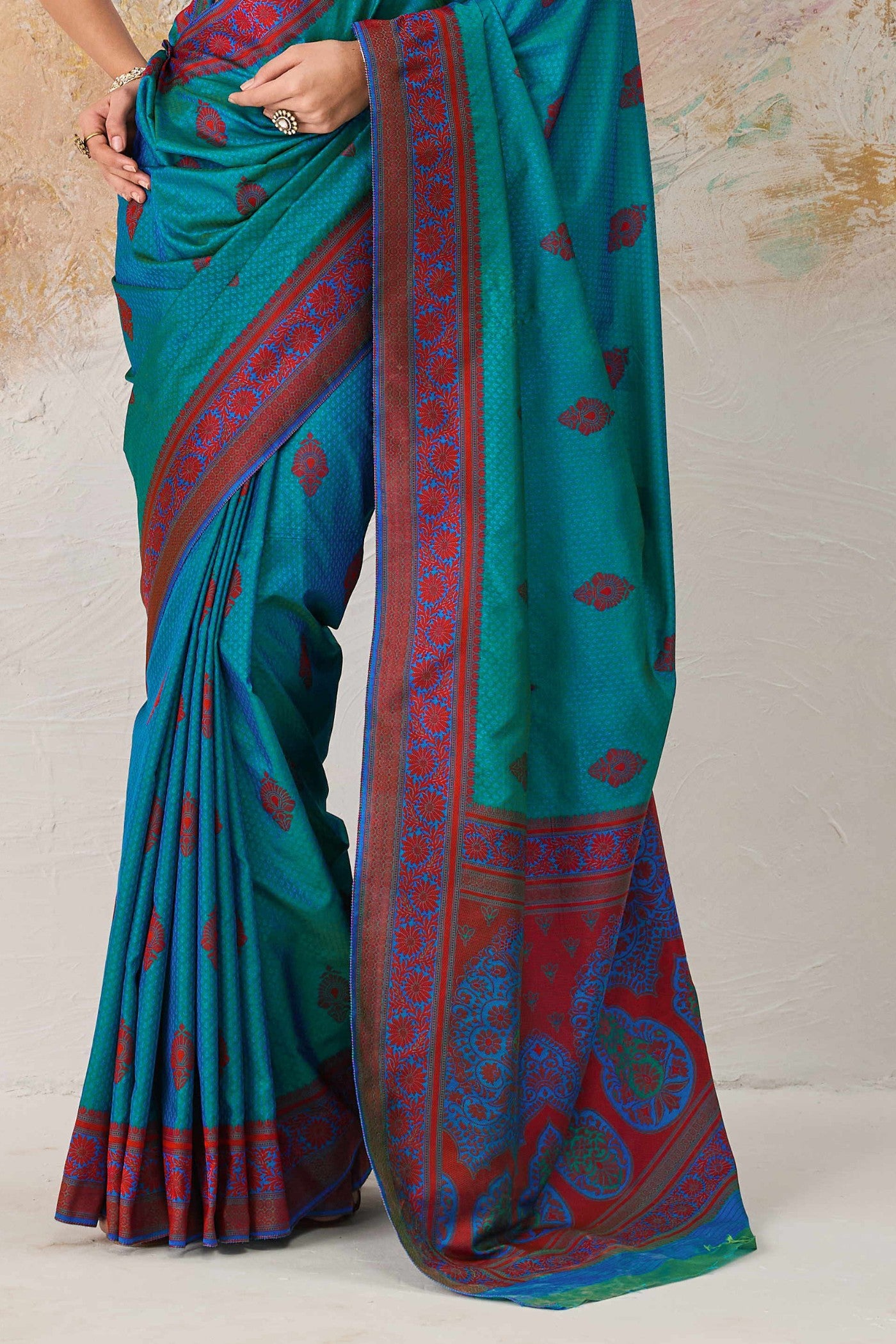 Buy MySilkLove Berkeley Blue Woven Tanchoi Kanjivaram Saree Online