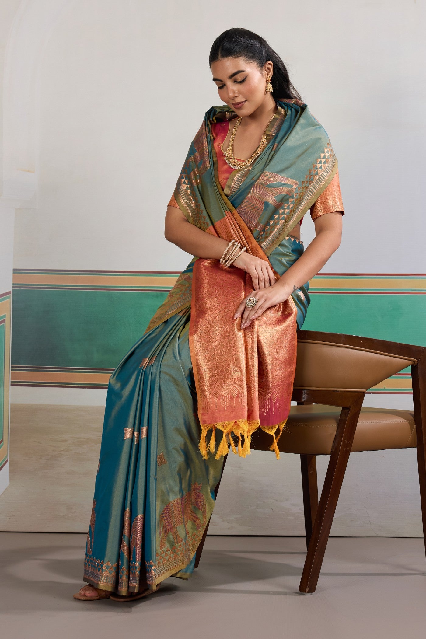 Buy MySilkLove Sun Faded Blue Banarasi Handloom Saree Online