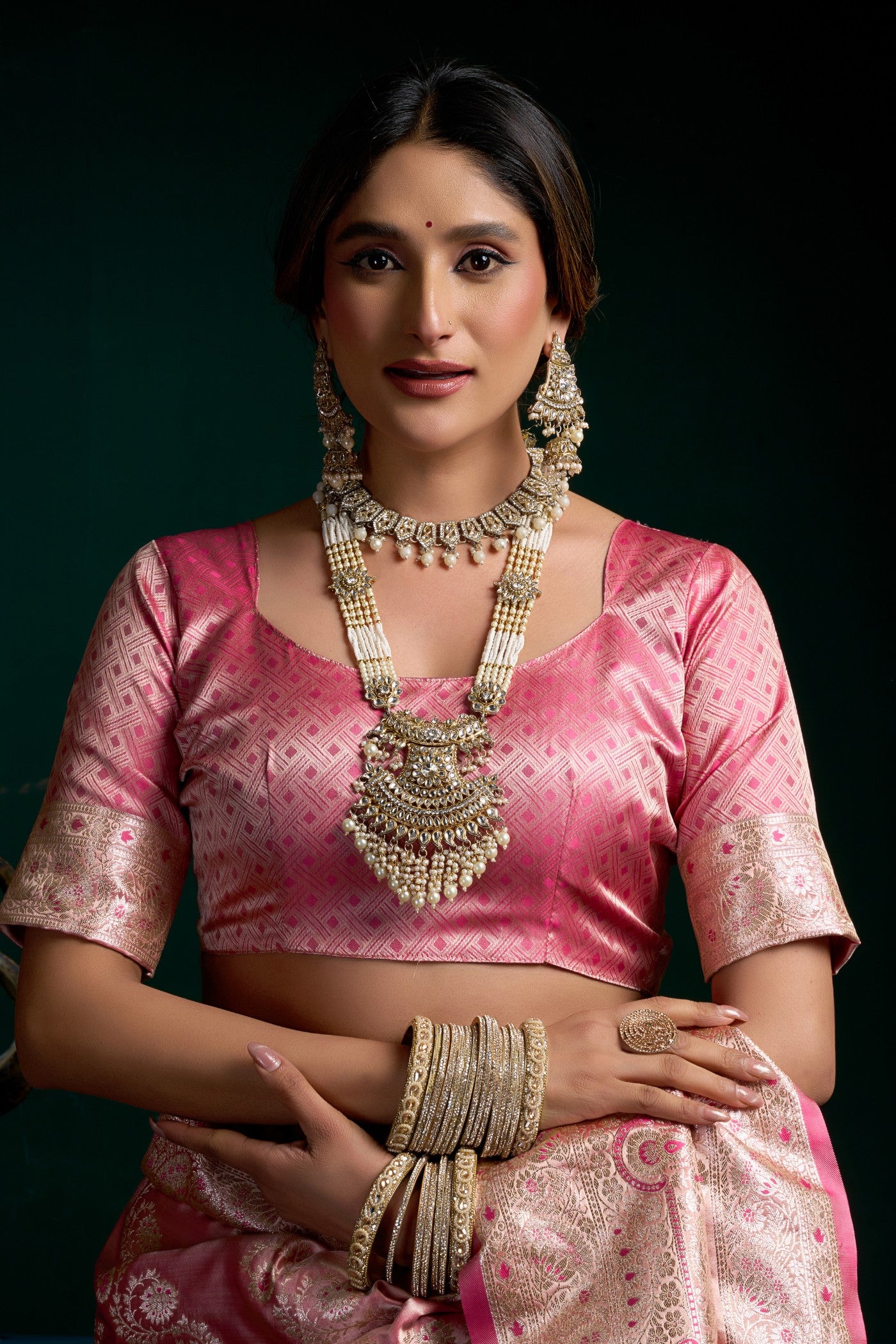 Buy MySilkLove Bubblegum Pink Banarasi Handloom Satin Soft Silk Saree Online