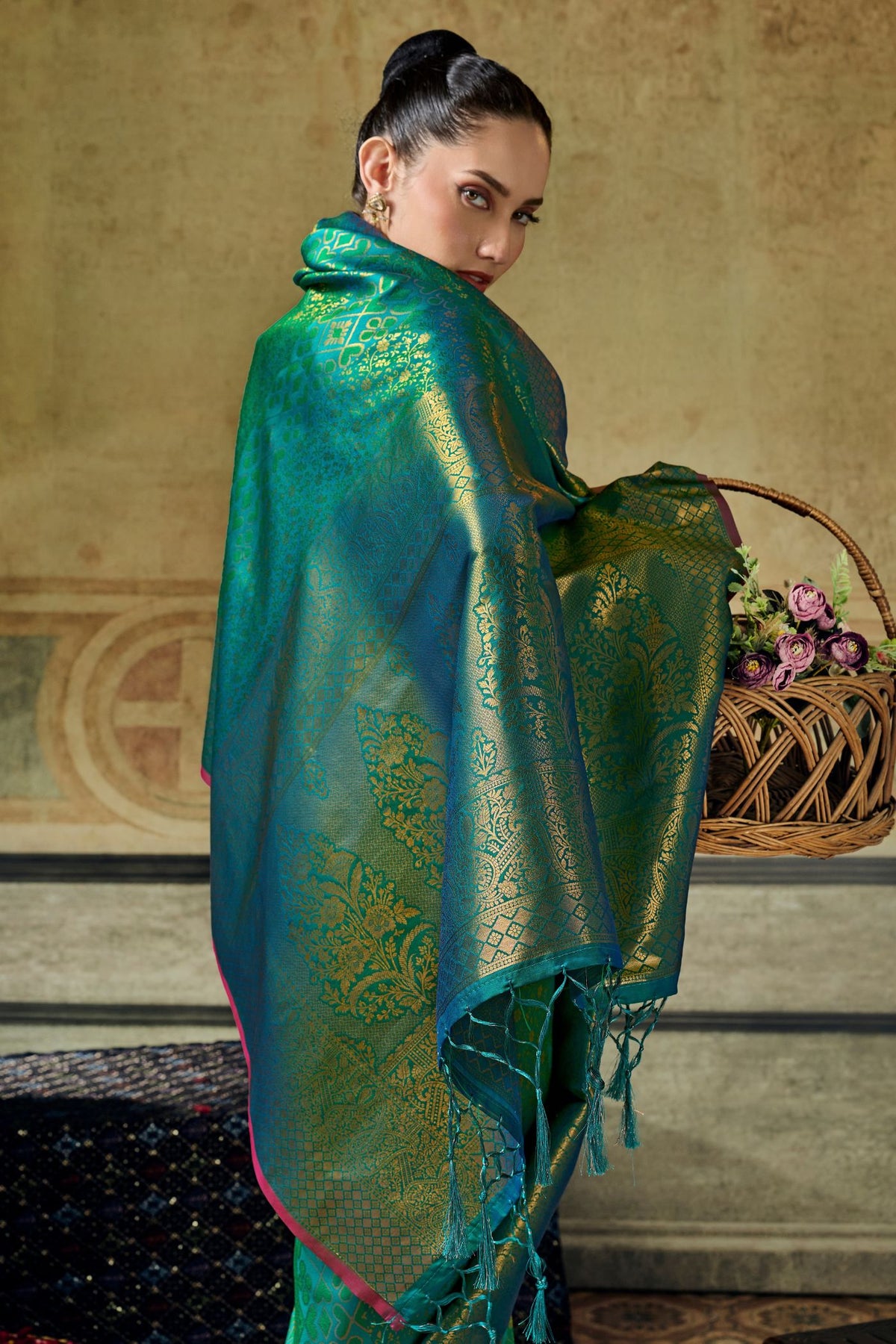 Buy MySilkLove Forest Green Kanjivaram Handloom Saree Online
