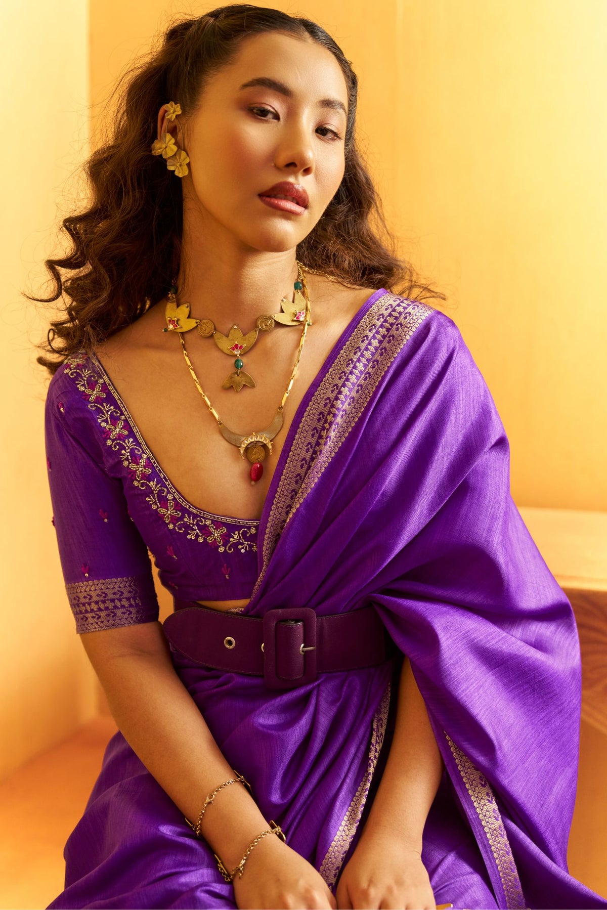 Buy MySilkLove Heliotrope Purple Tussar Handloom Silk Saree Online