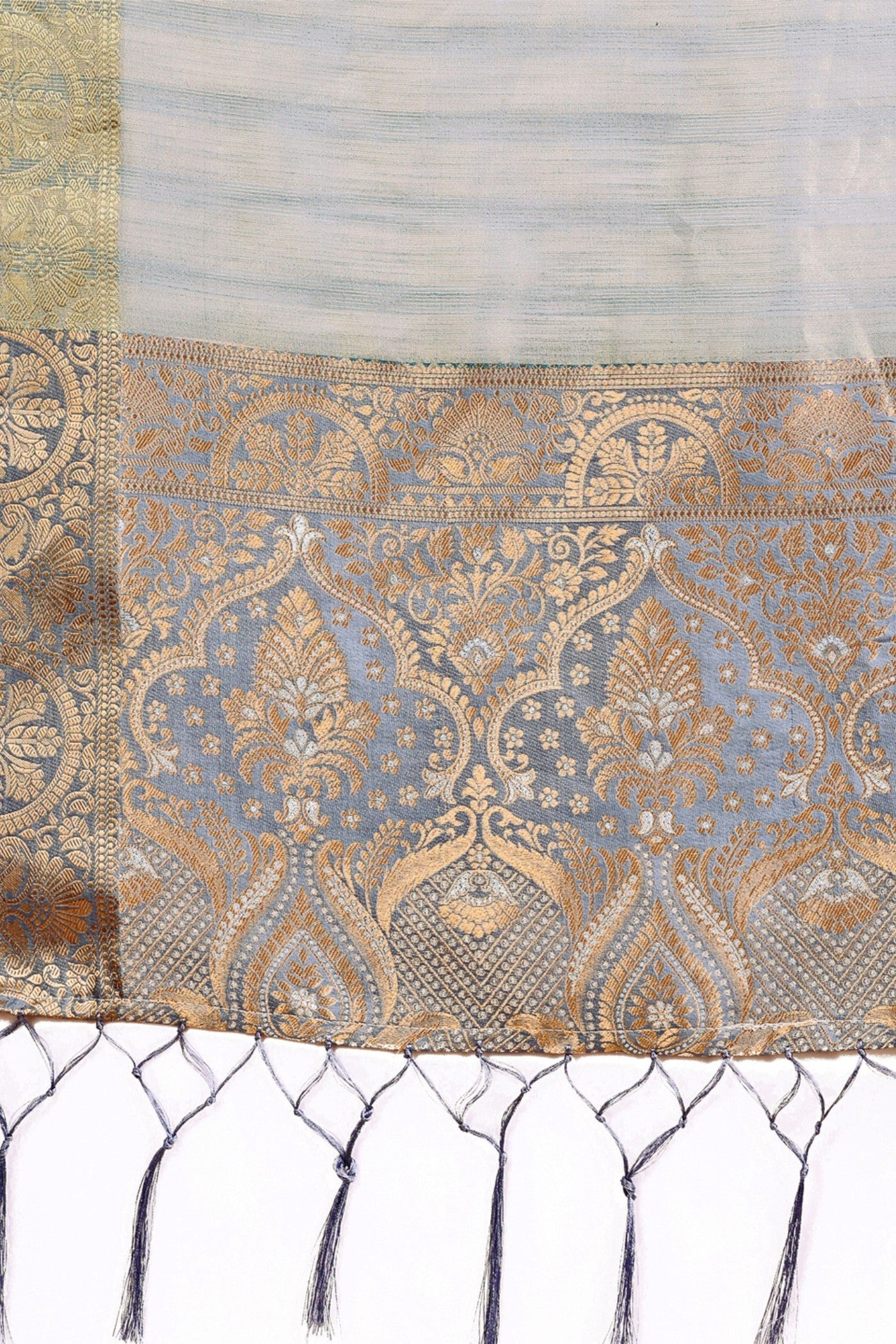 Buy MySilkLove Nickel Grey Woven Organza Saree Online