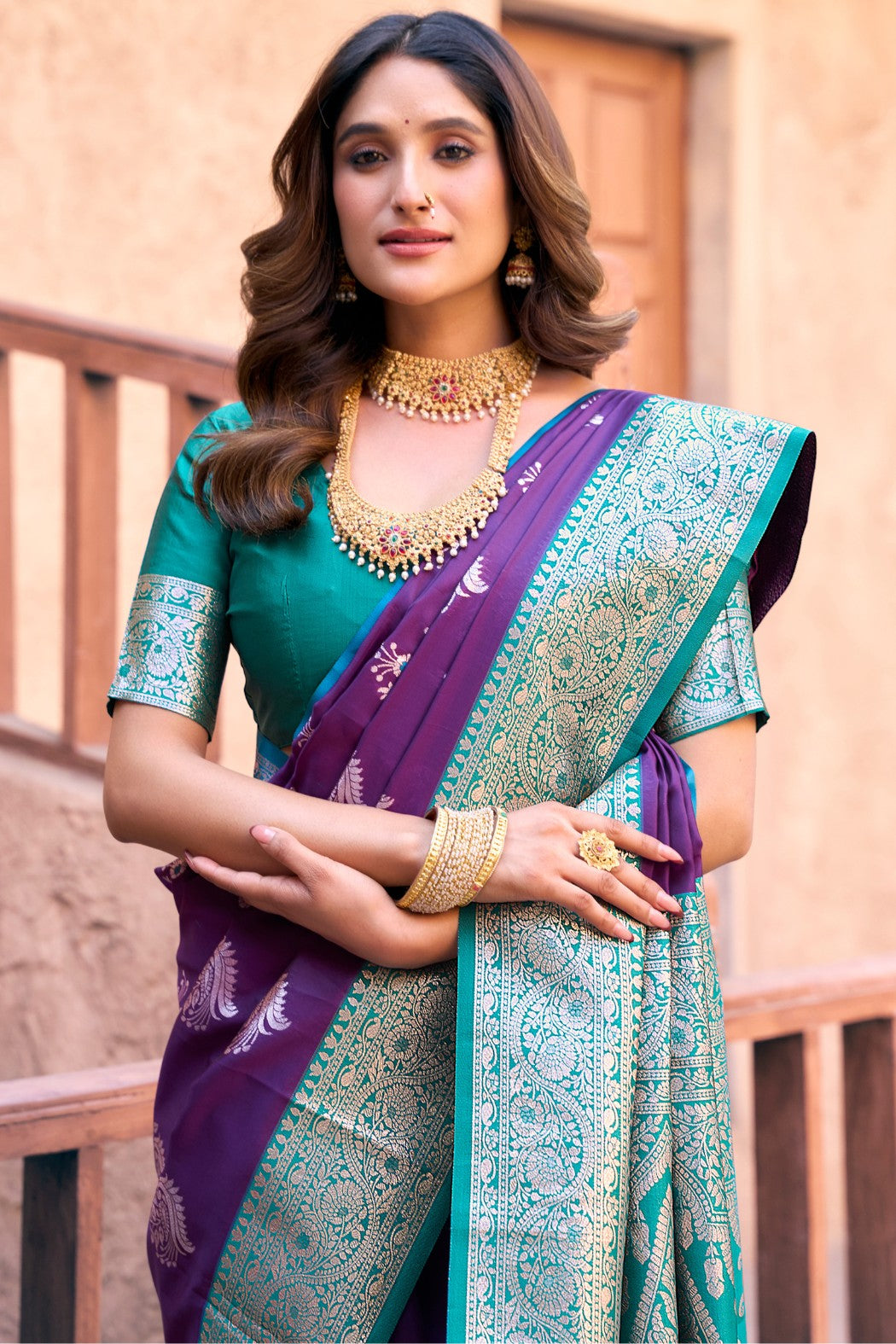 MySilkLove Heliotrope Purple Woven Banarasi Soft Silk Saree