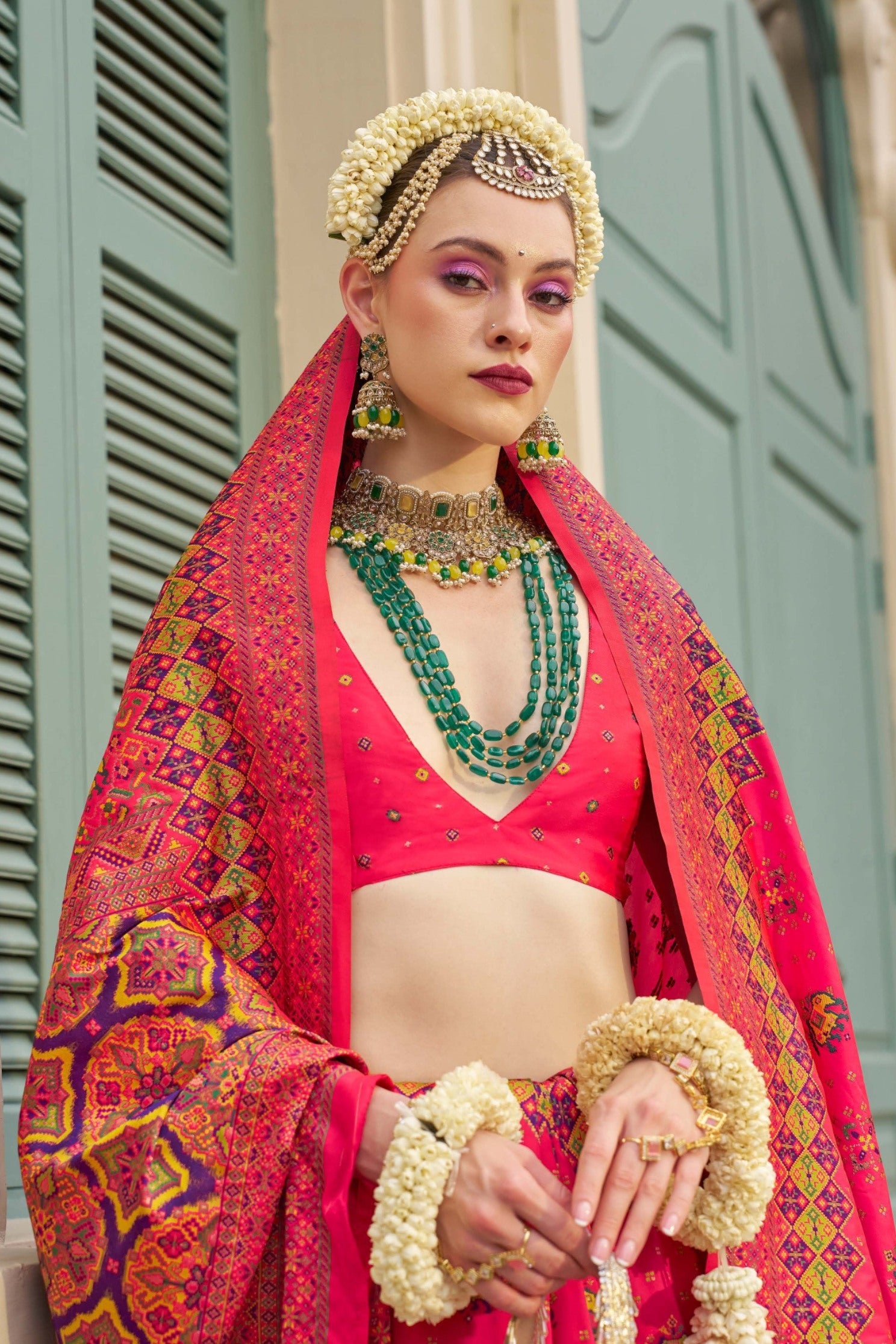 Buy MySilkLove Deep Pink Printed Kashmiri Jamewar Silk Saree Online
