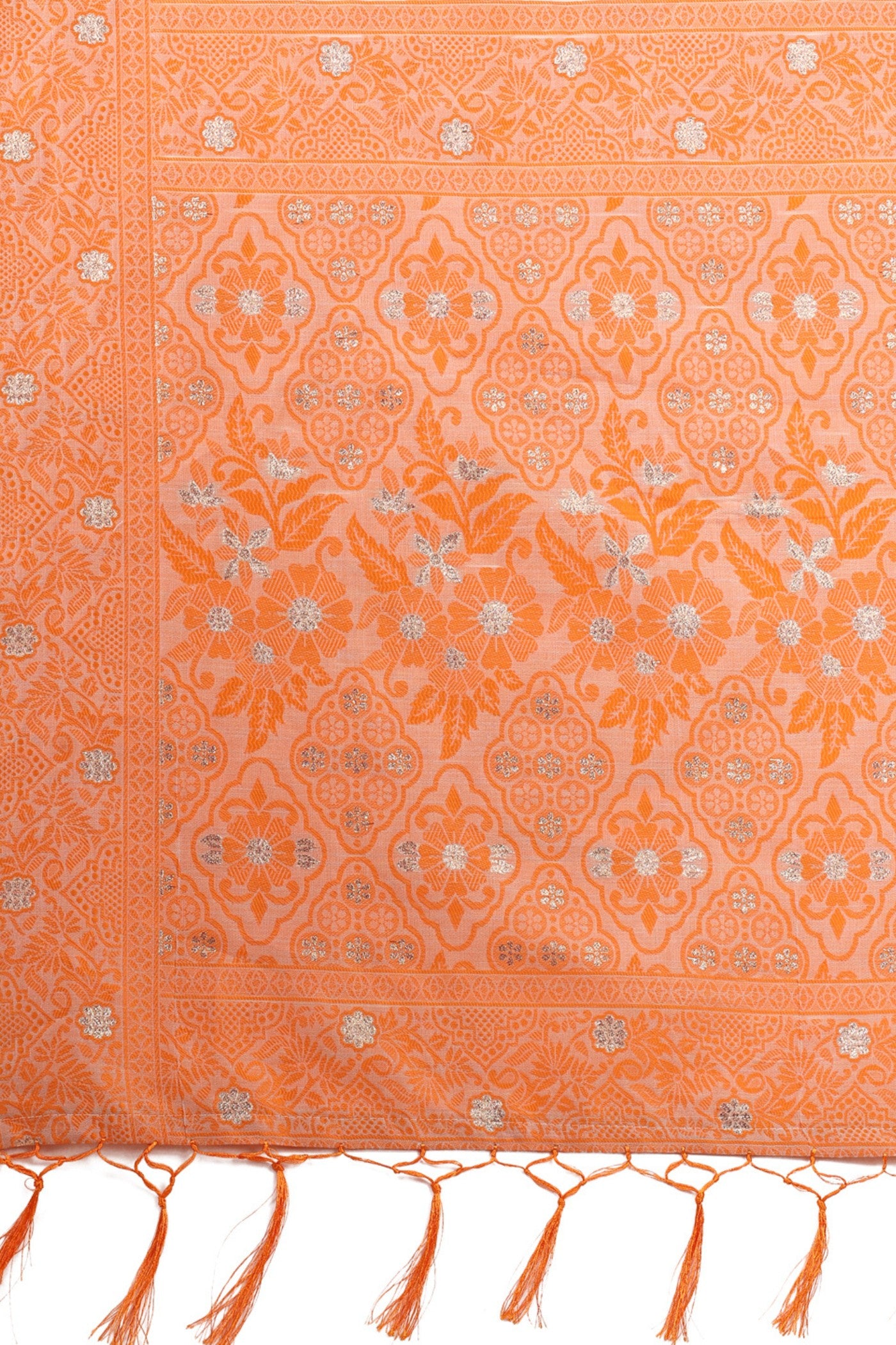 Buy MySilkLove Squash Orange Woven Cotton Saree Online