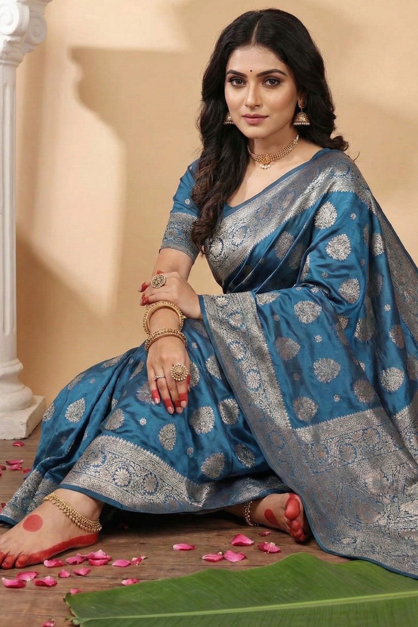 MySilkLove Yonder Blue Woven Banarasi Silk Saree