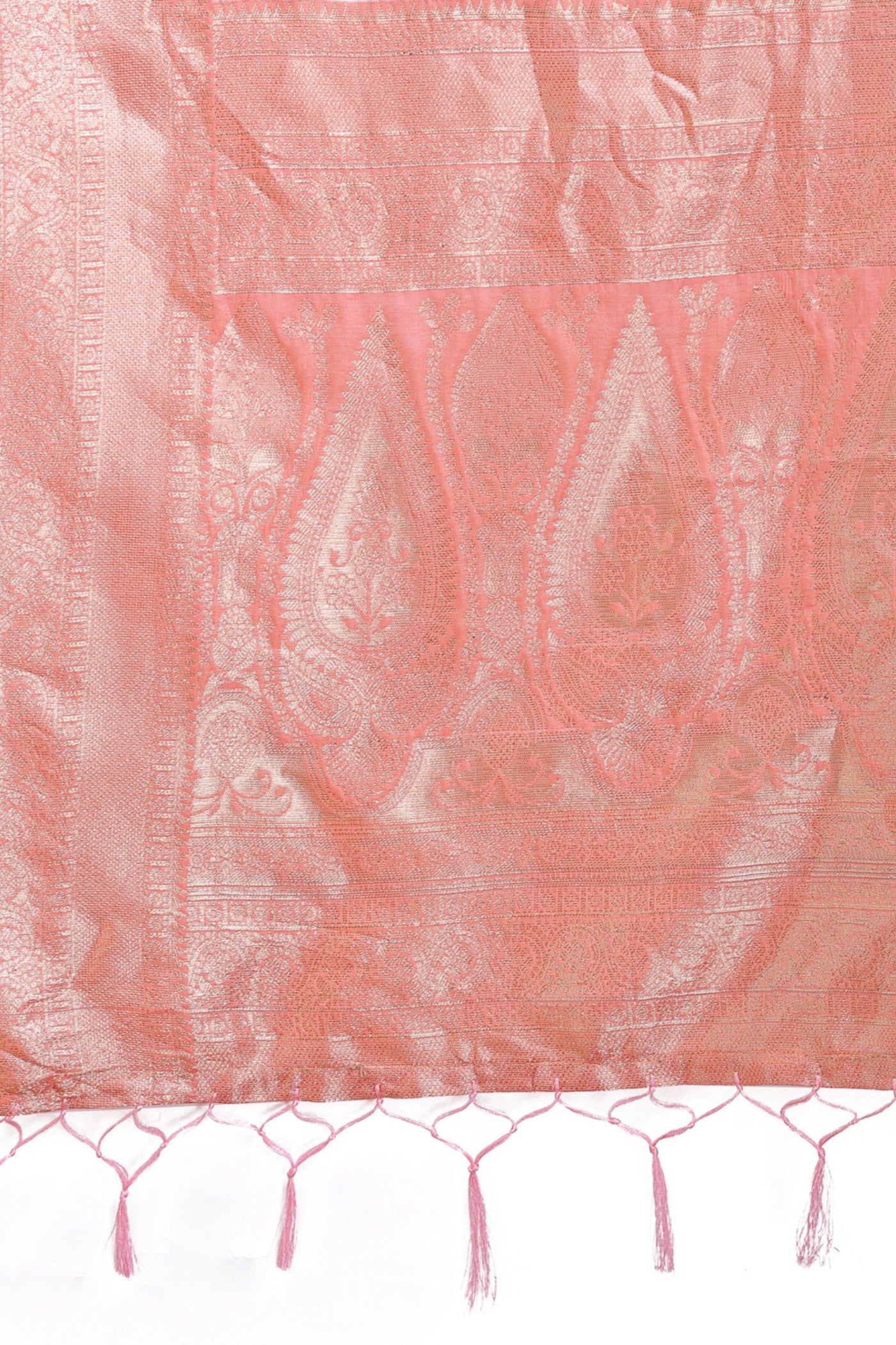 Buy MySilkLove Georgia Peach Woven Linen Cotton Saree Online