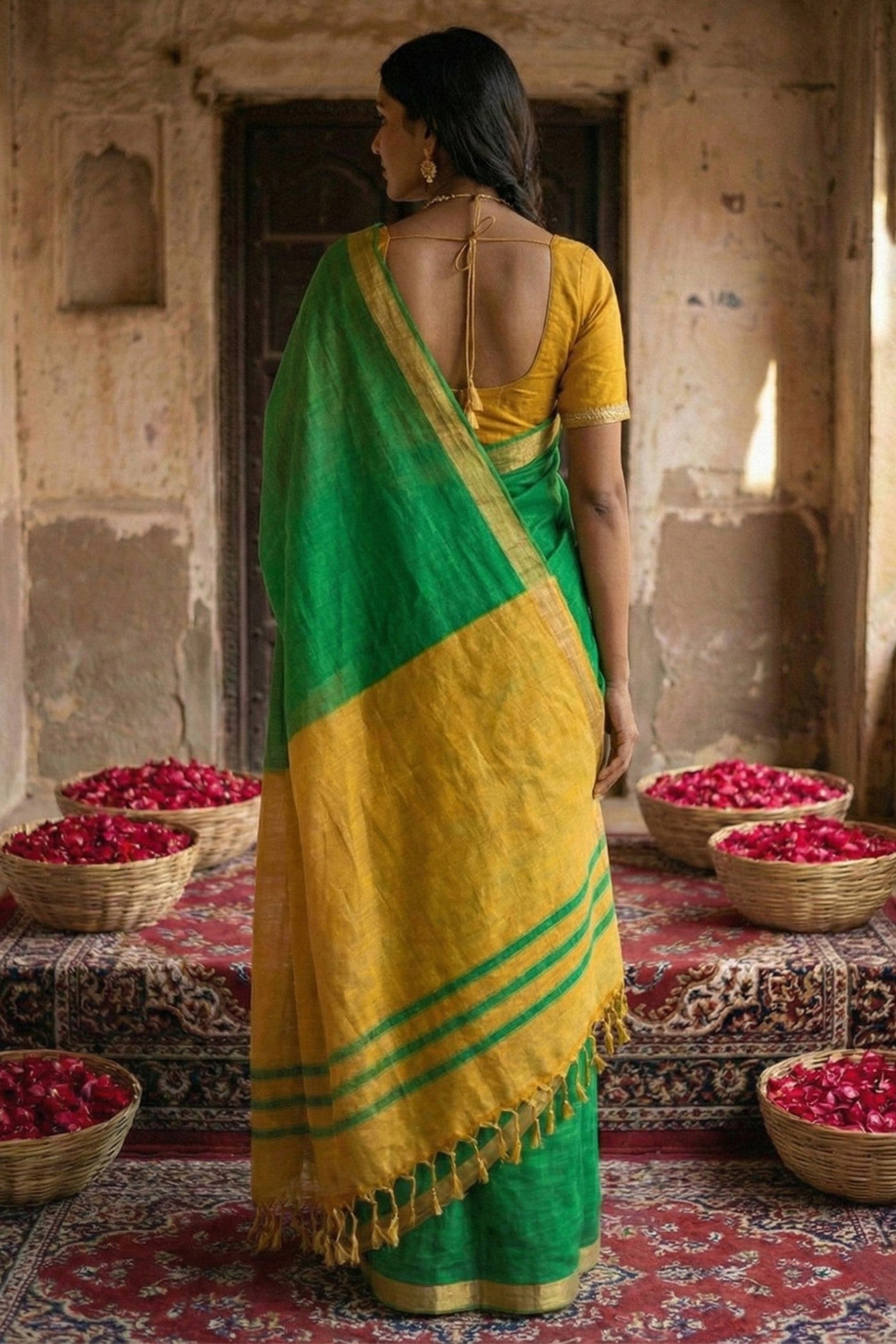 Buy MySilkLove Basil Green Cotton Silk Saree Online