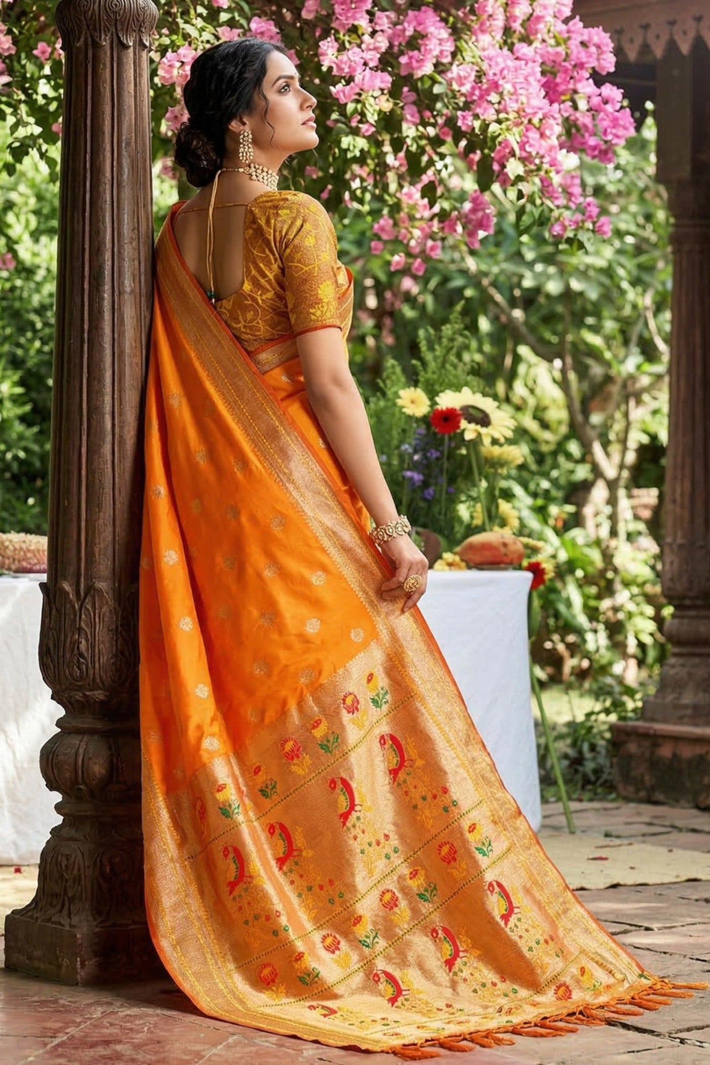 Buy MySilkLove Equator Yellow Zari Woven Paithani Saree Online
