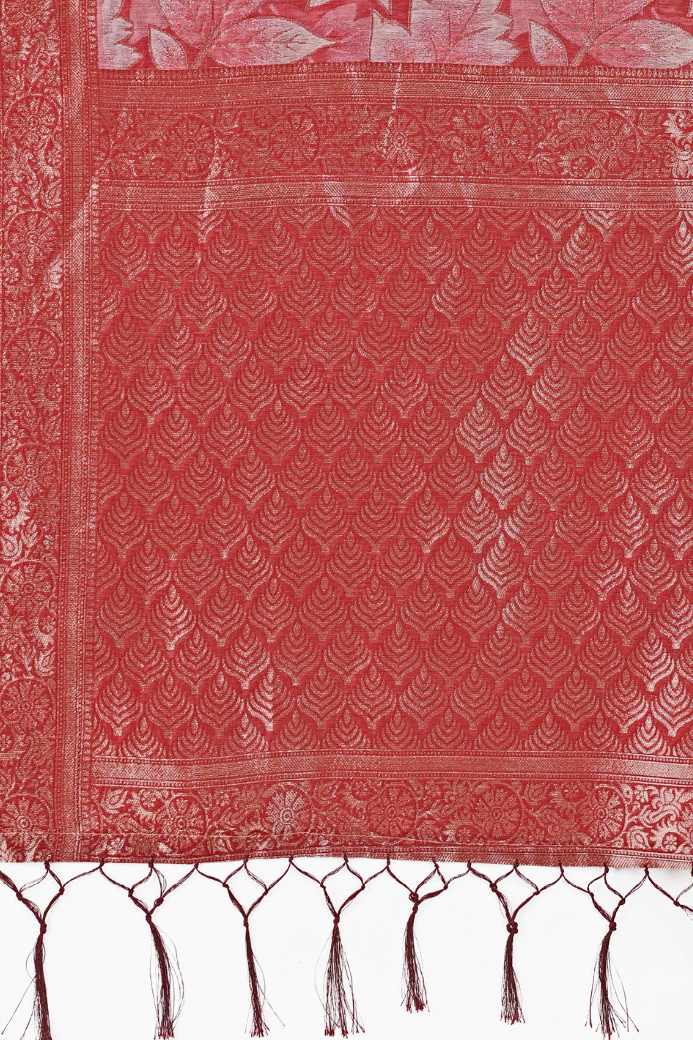 Buy MySilkLove Chilli Red Woven Cotton Saree Online