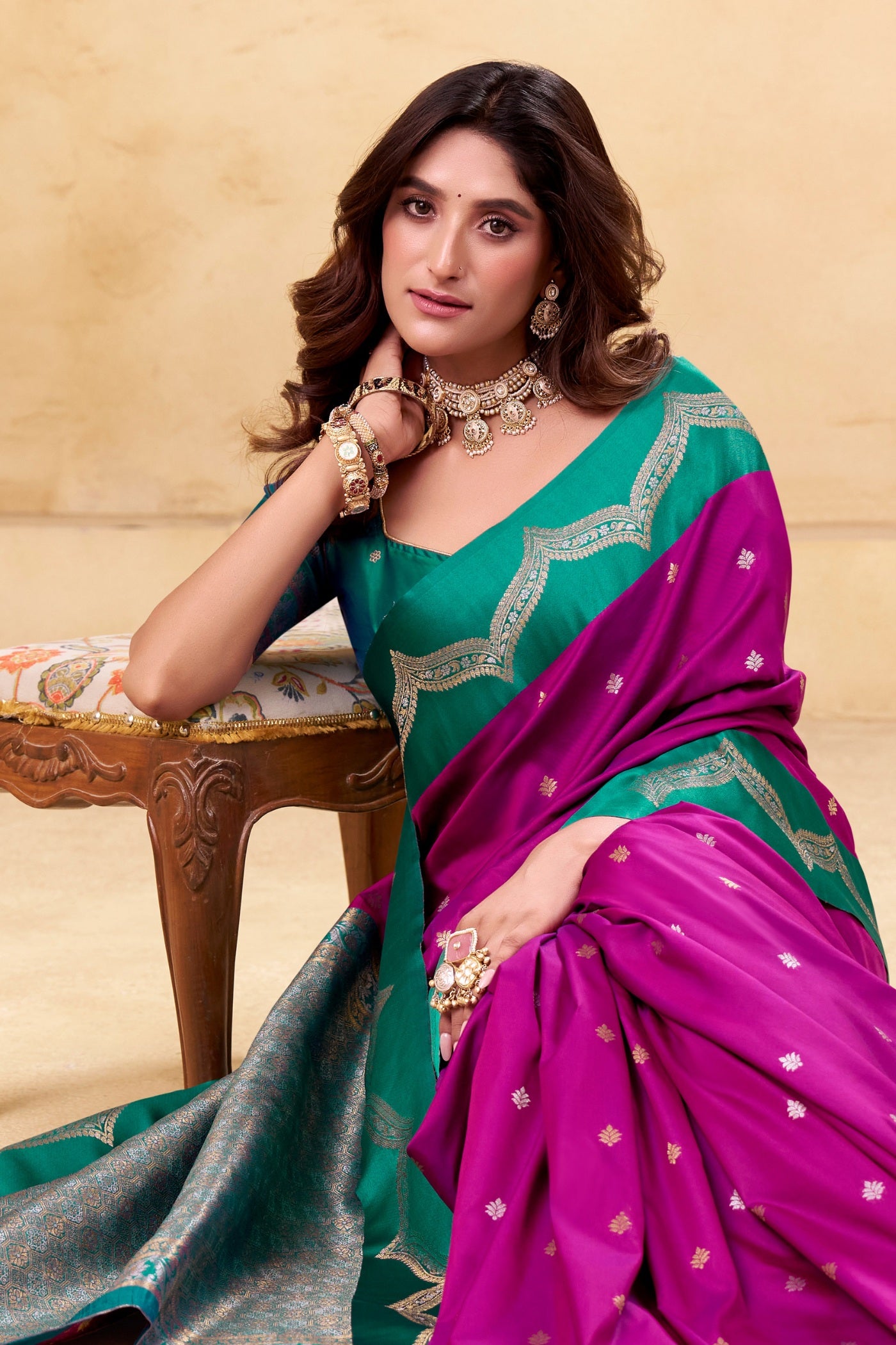Buy MySilkLove Magenta Pink Woven Banarasi Satin Soft Silk Saree Online
