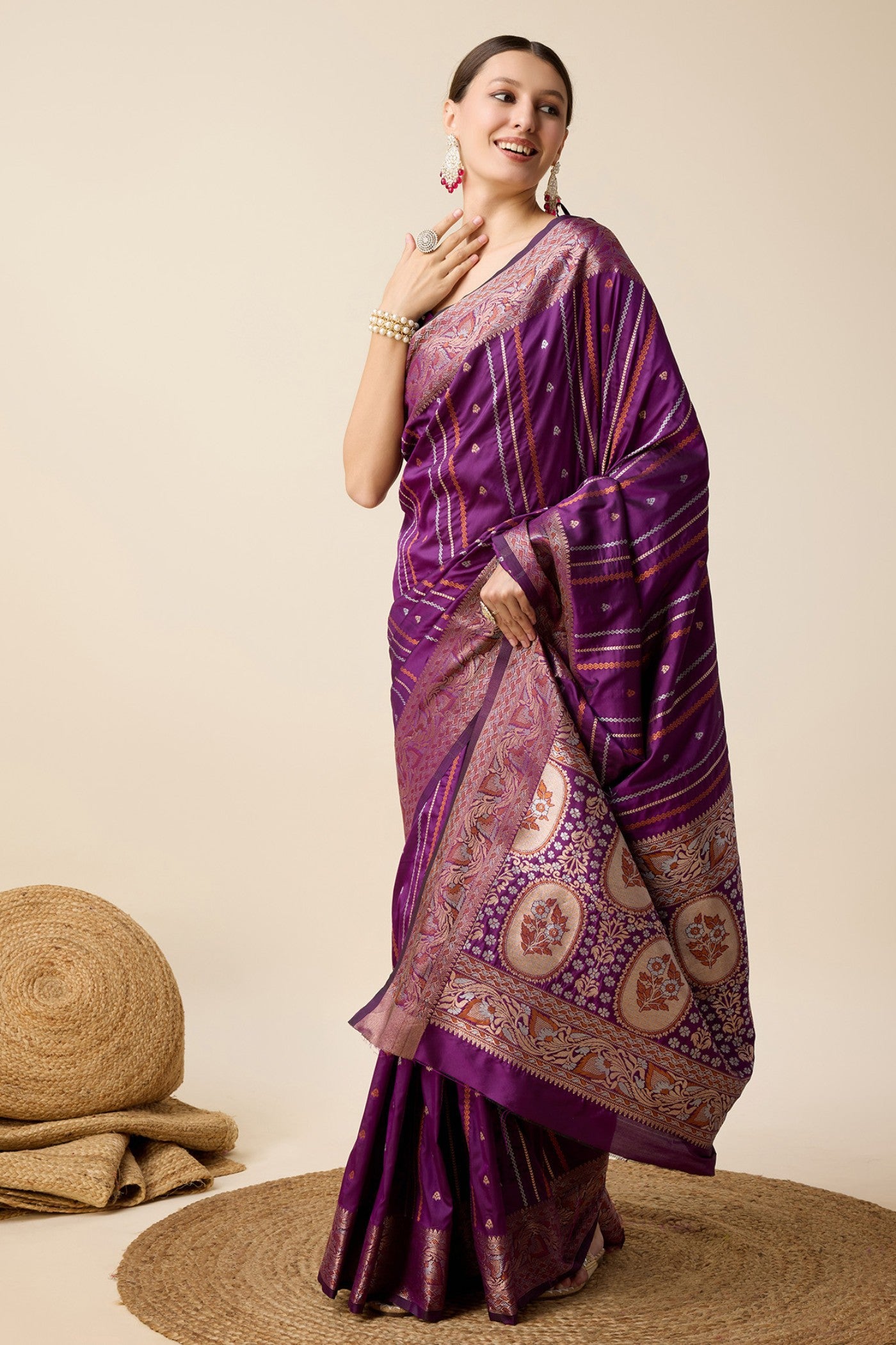 Buy MySilkLove Heliotrope Purple Zari Woven Banarasi Saree Online