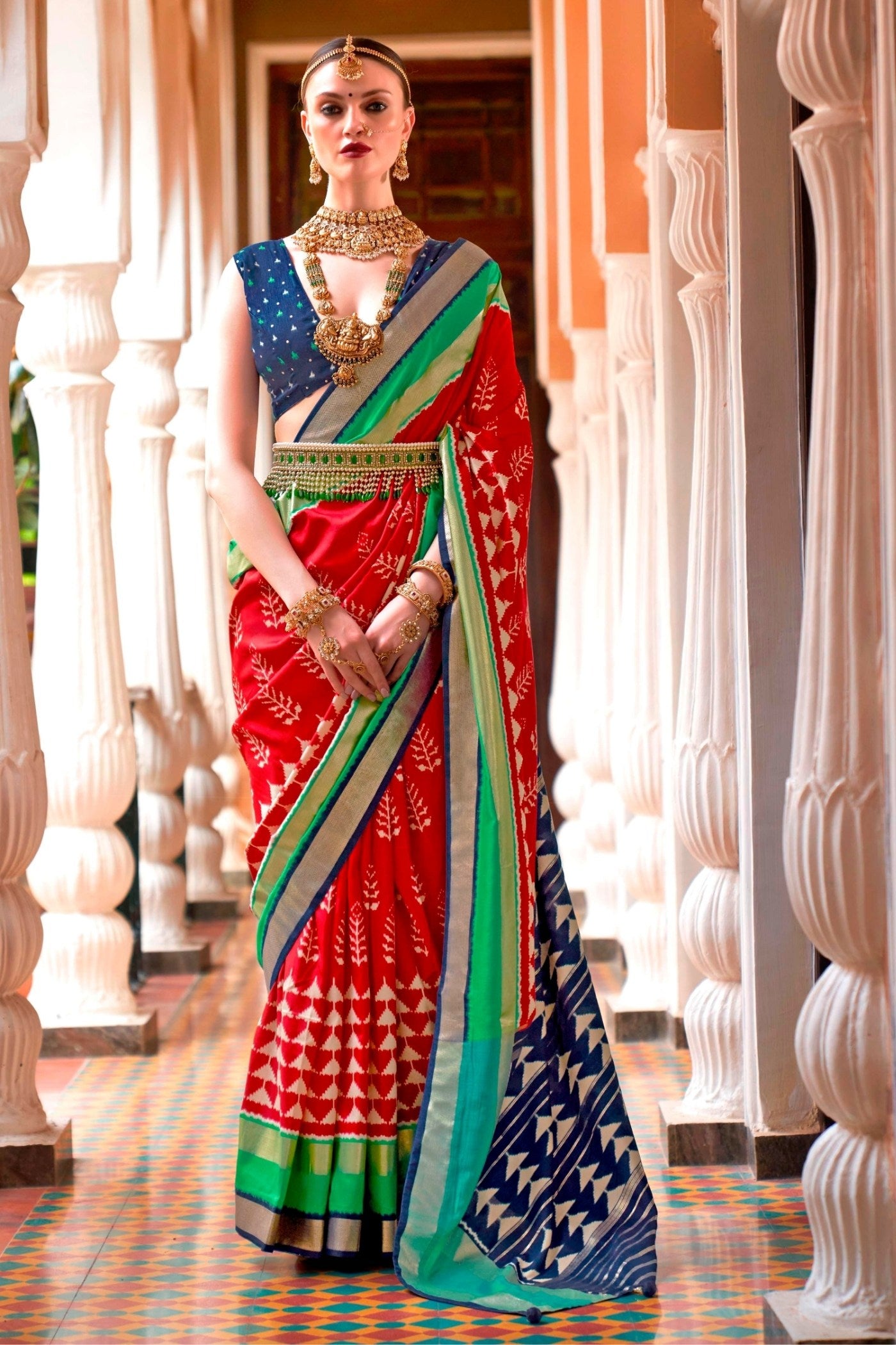 Buy MySilkLove Ruby Red Printed Patola Saree Online