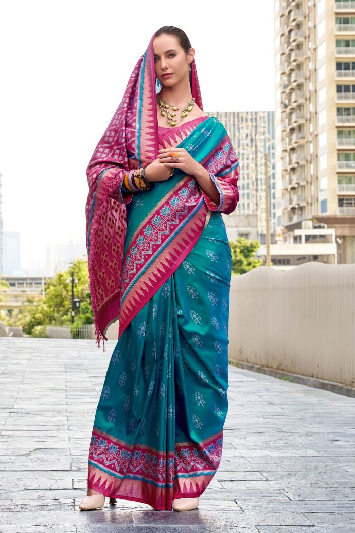 Buy MySilkLove Lapis Blue Woven Banarasi Saree Online