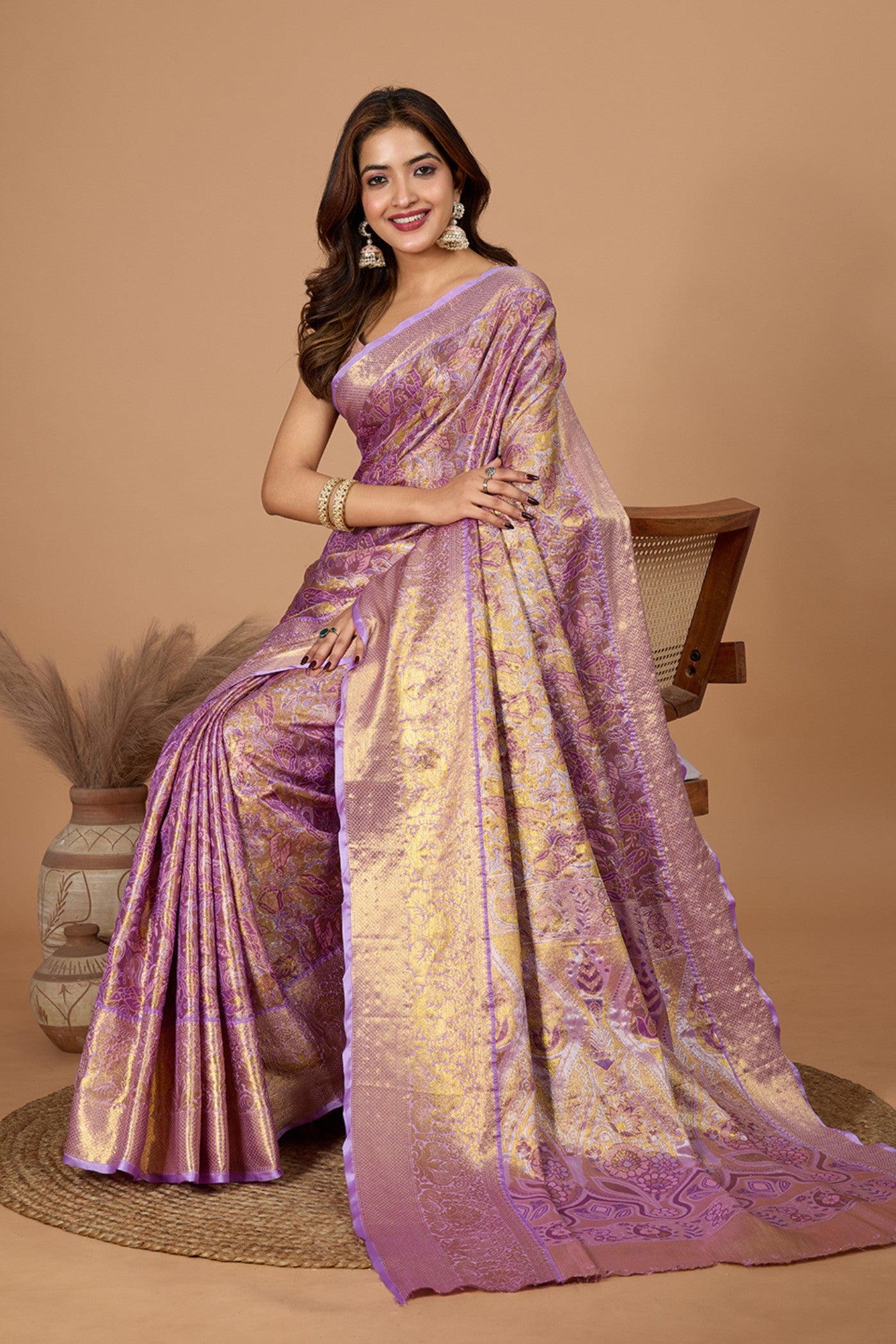 Buy MySilkLove Cameo Pink Woven Kanjivaram Saree Online