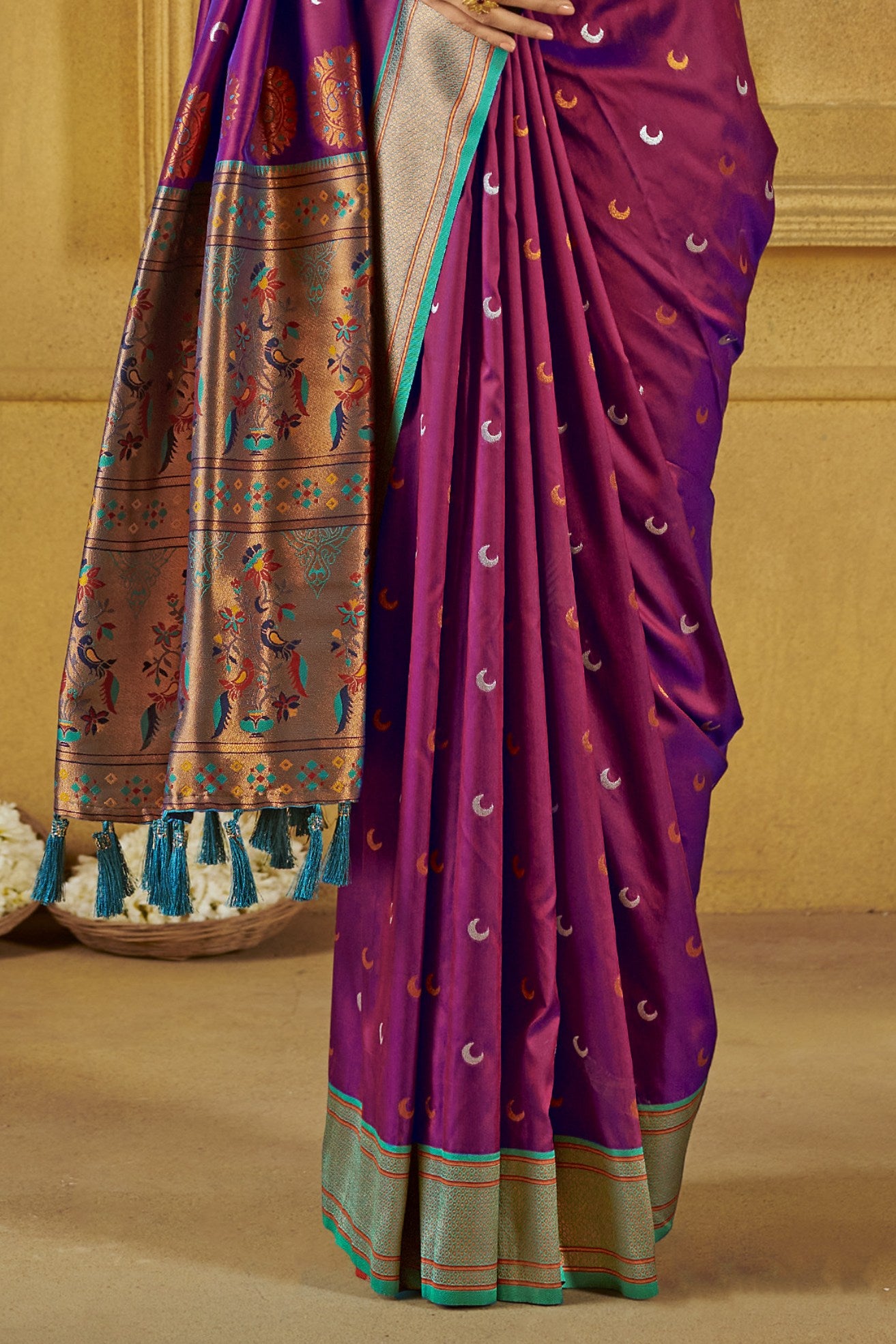 Buy MySilkLove Camelot Purple Woven Paithani Saree Online