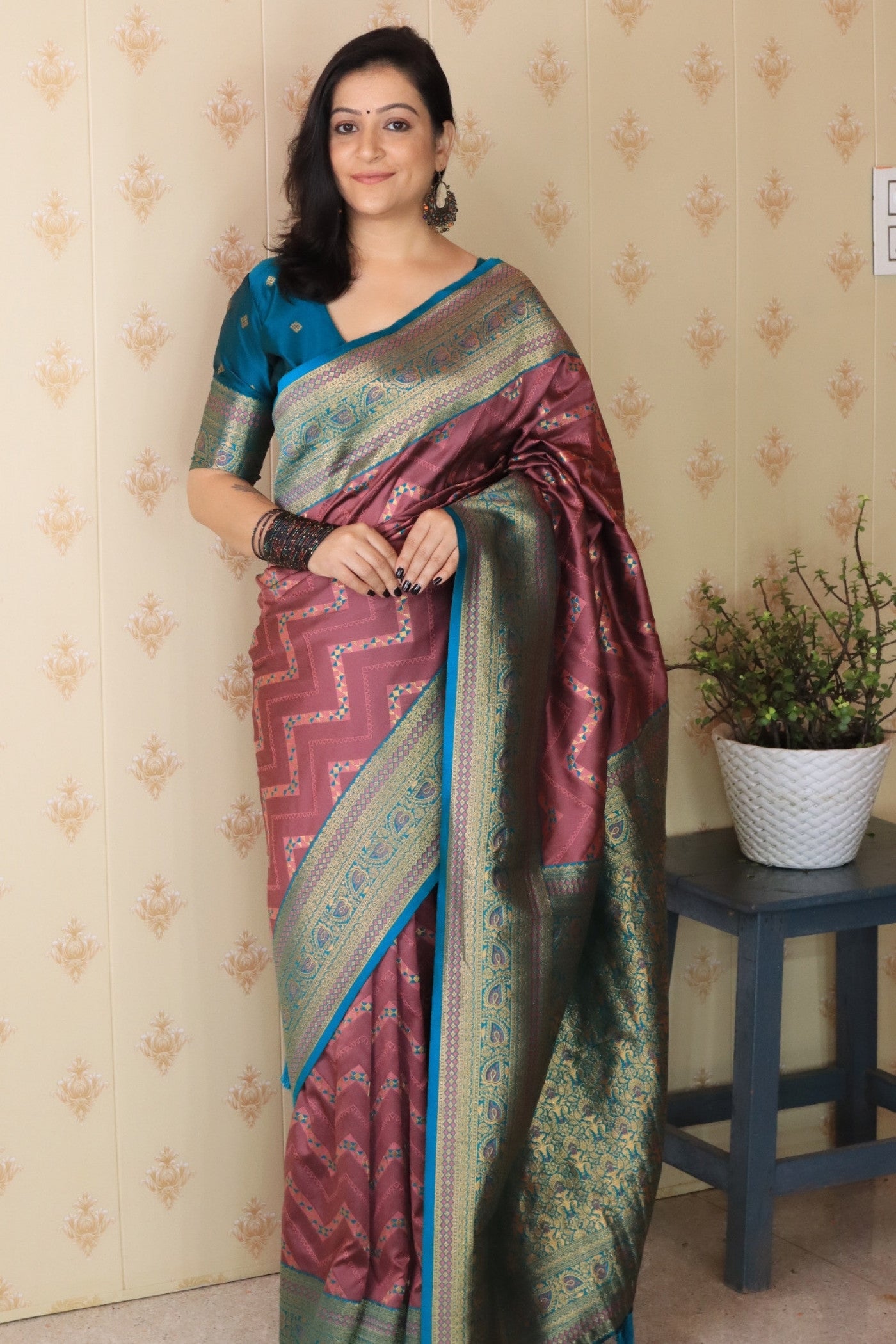 Buy MySilkLove Aesthetic Purple Banarasi Handloom Saree Online