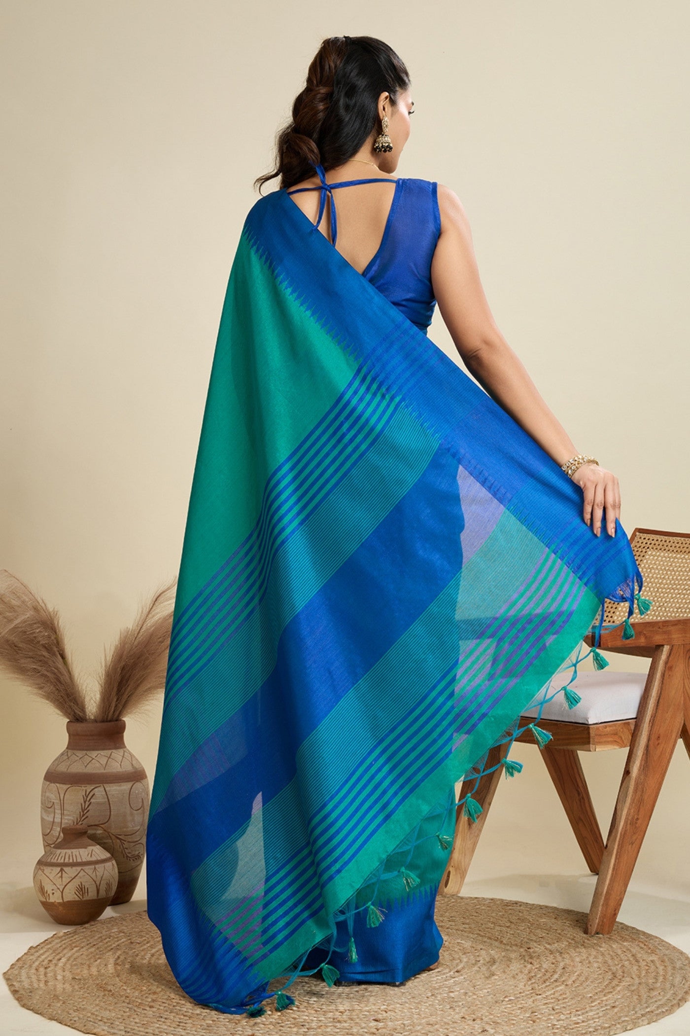 Buy MySilkLove Teal Green Woven Raw Silk Saree Online