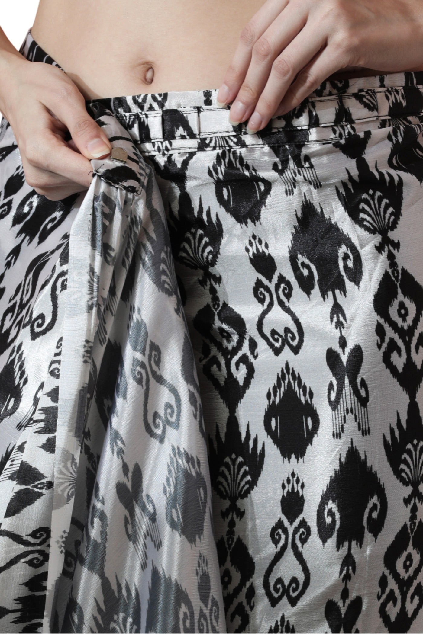 Buy MySilkLove Pitch Black Chinon Digital Printed Ready To Wear Saree Online
