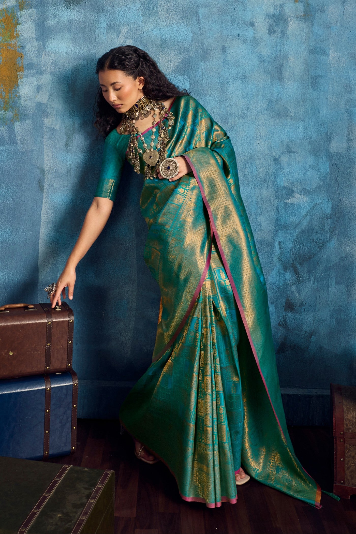 Buy MySilkLove Jungle Green Kanjivaram Handloom Saree Online