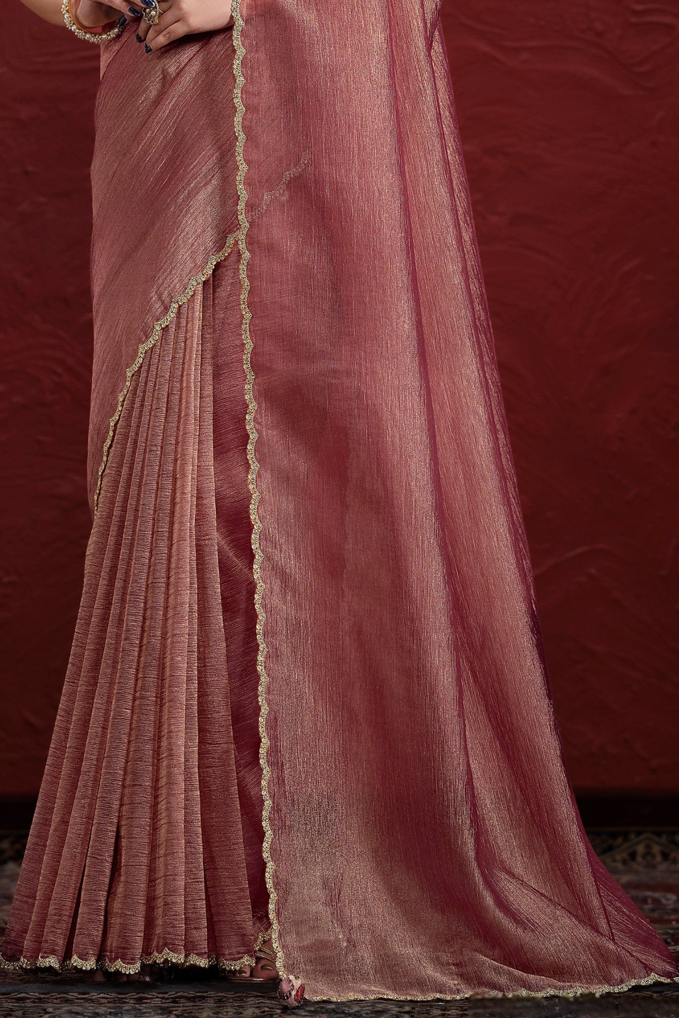 Buy MySilkLove Soft Berry Pink Banarasi Saree with Stitched Blouse Online