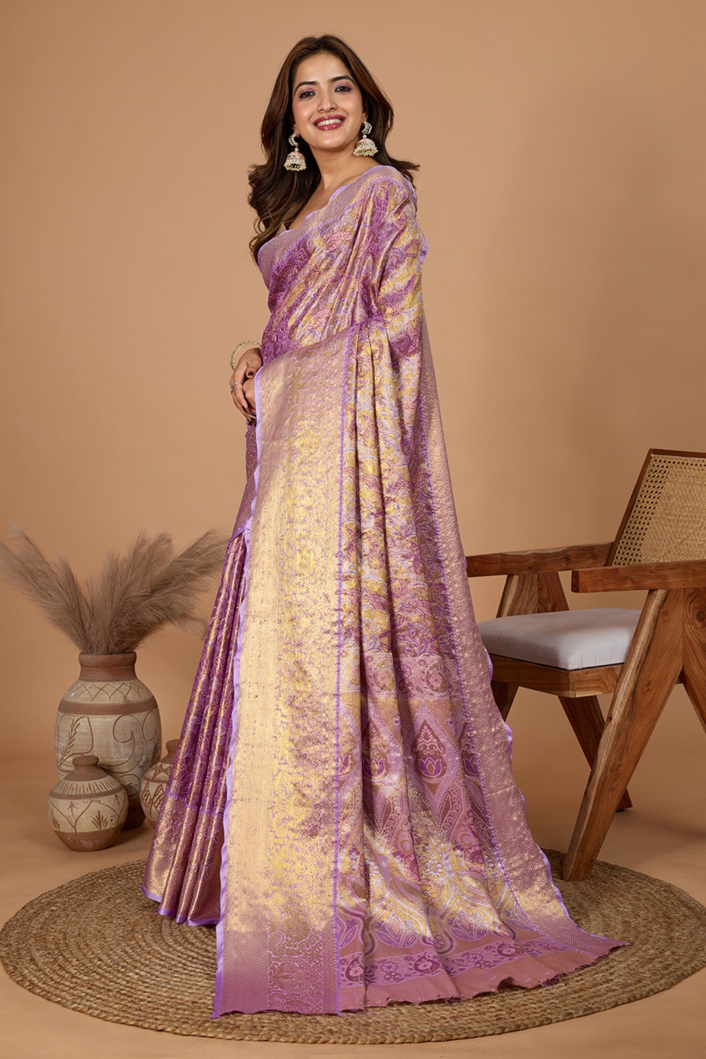 Buy MySilkLove Cameo Pink Woven Kanjivaram Saree Online
