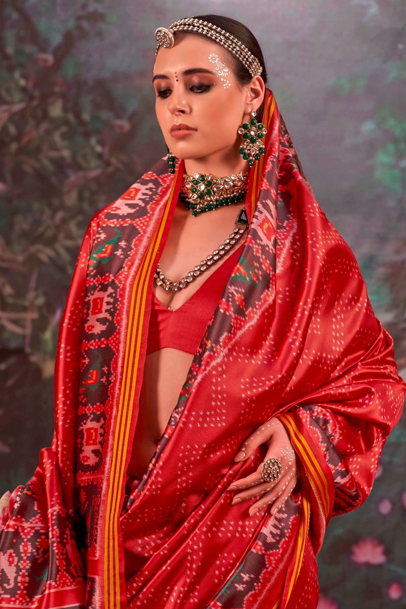 MySilkLove Chilli Red Printed Patola Saree