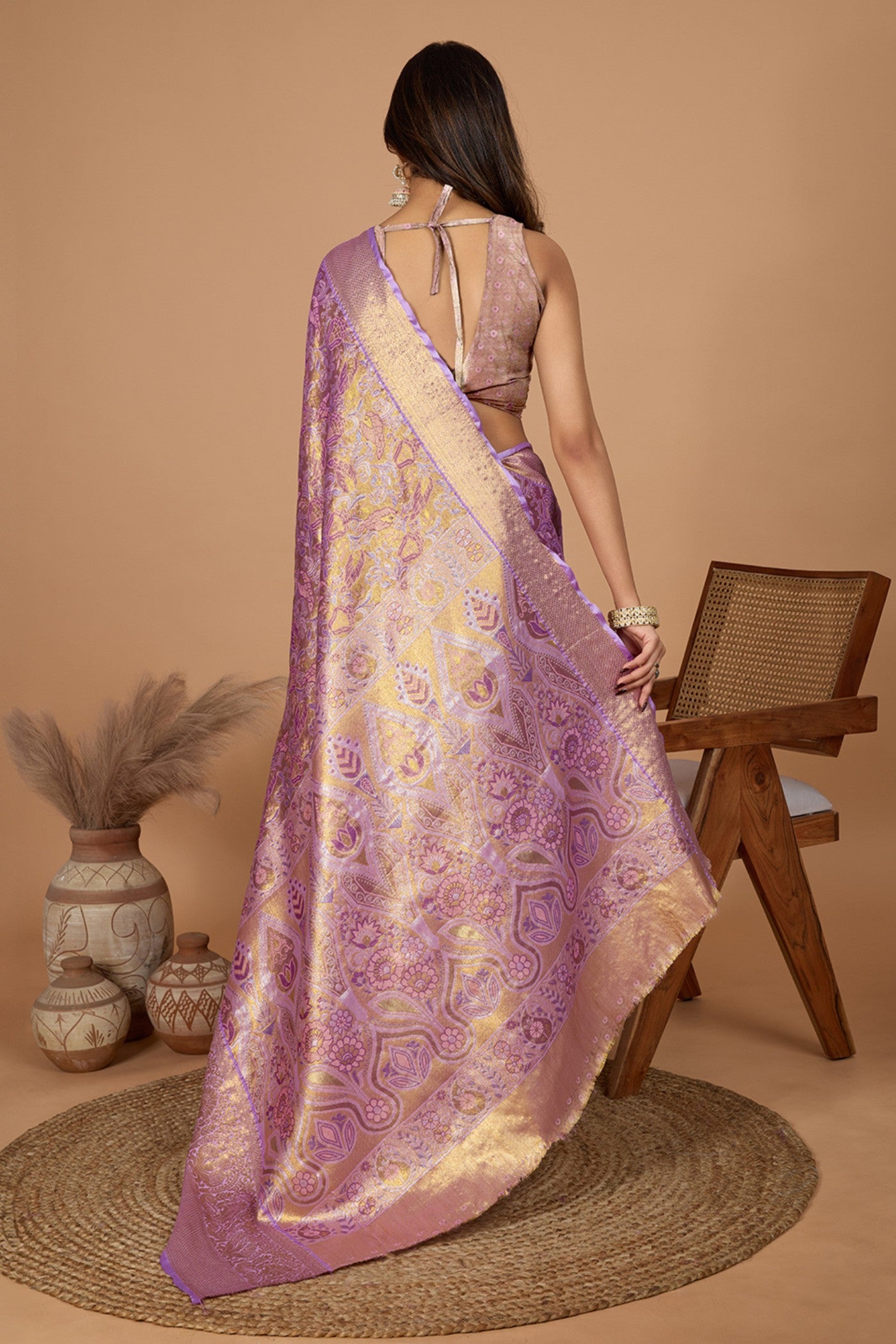 Buy MySilkLove Cameo Pink Woven Kanjivaram Saree Online