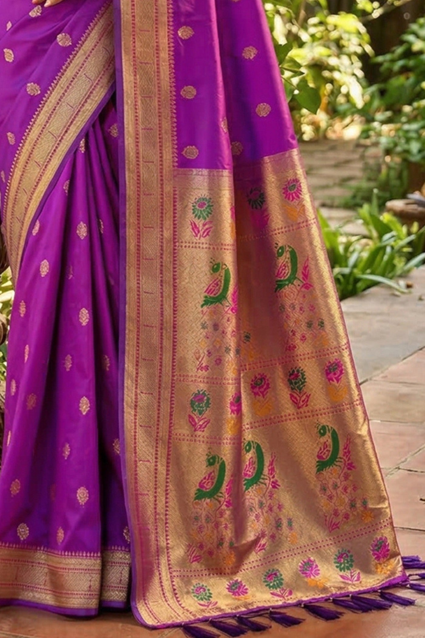 Buy MySilkLove Plum Purple Zari Woven Paithani Saree Online