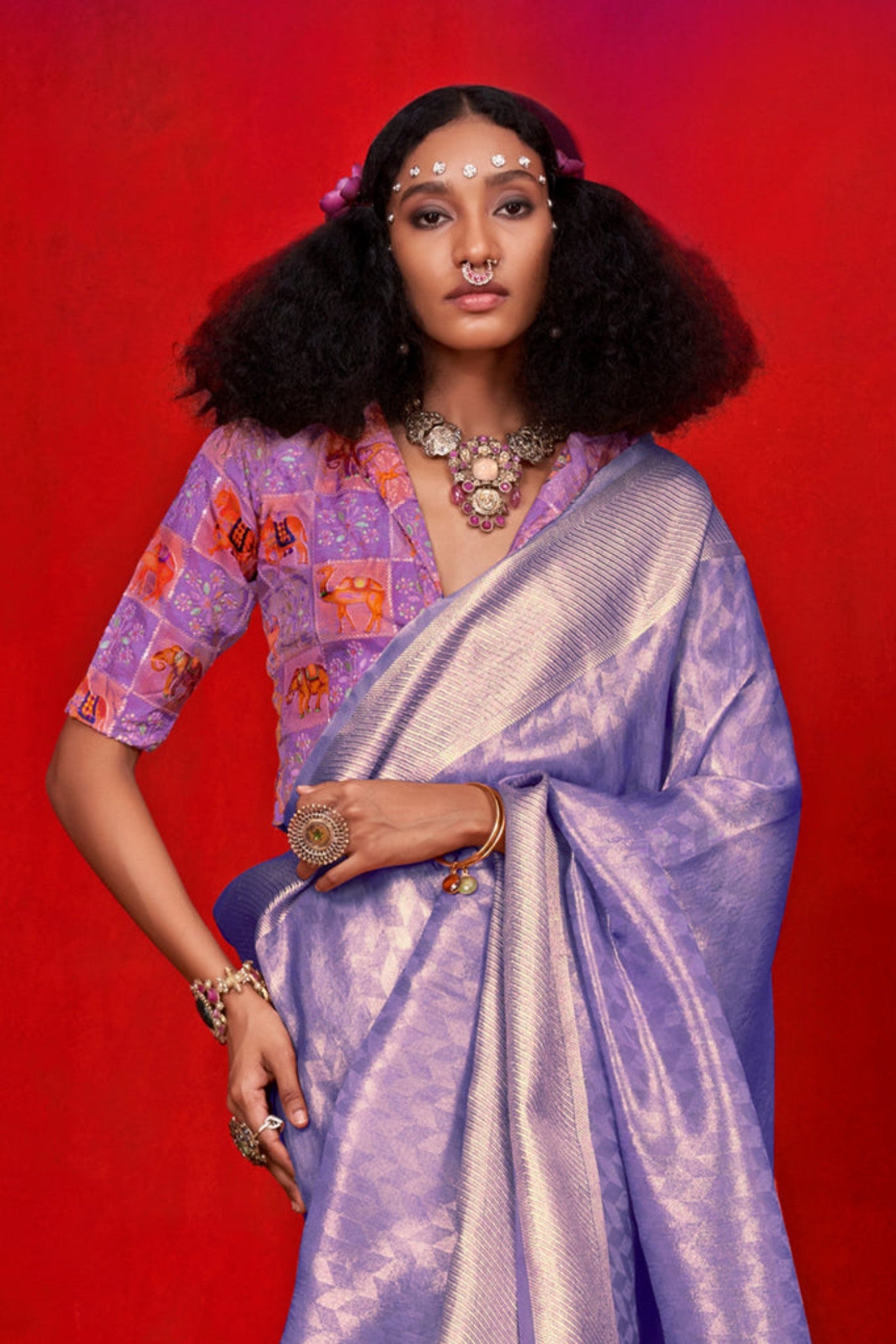 Buy MySilkLove Salvia Purple Woven Tissue Silk Saree Online