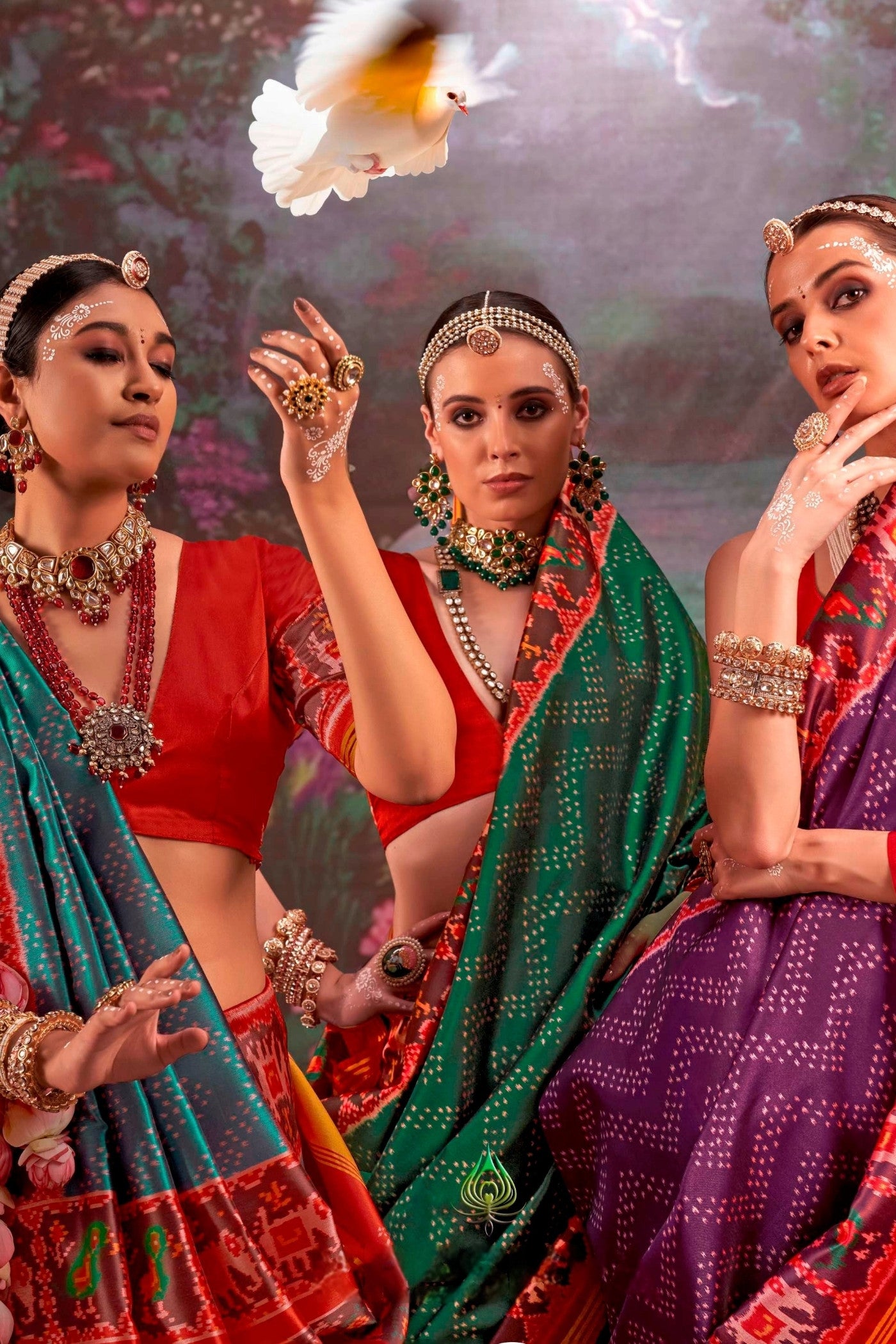 Buy MySilkLove Dark Jamun Purple Printed Patola Saree Online