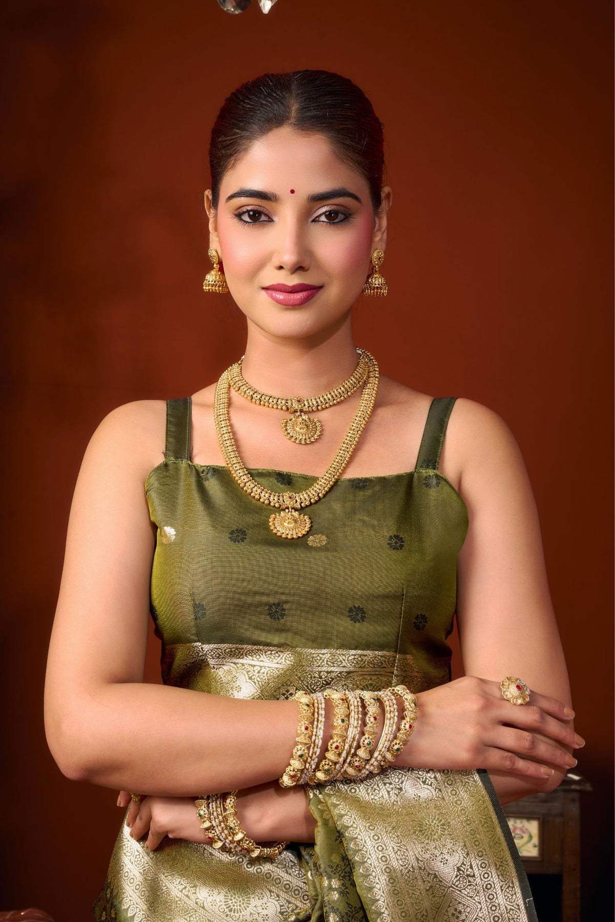 Buy MySilkLove Avocado Green Woven Banarasi Jacquard Soft Silk Saree Online