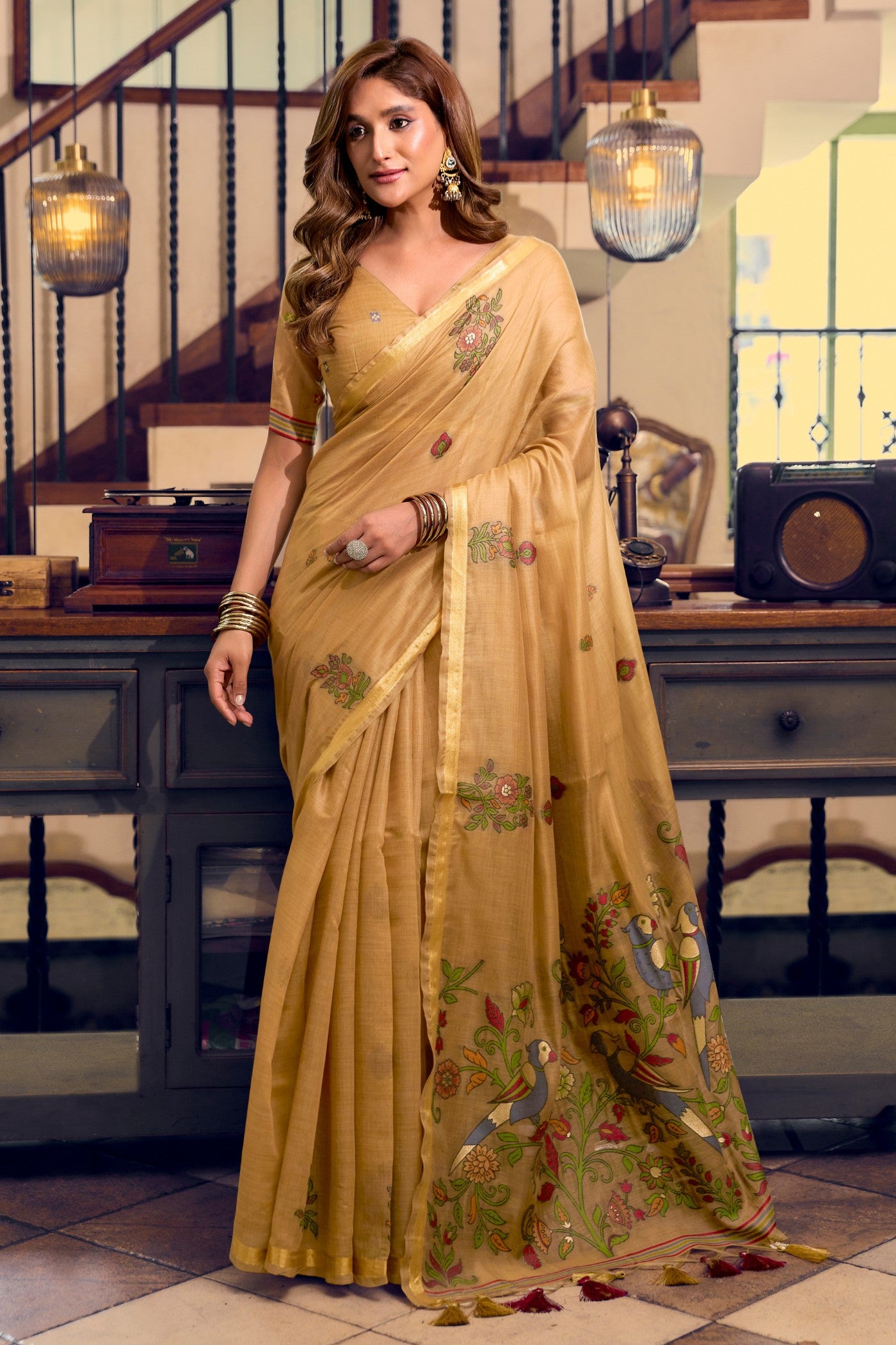 Buy MySilkLove Muddy Yellow Cotton Silk Saree Online