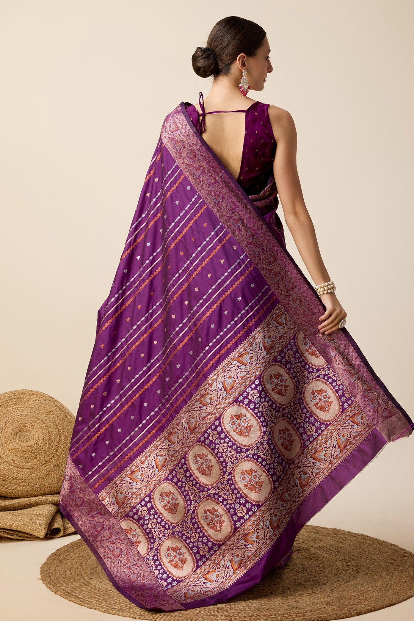 Buy MySilkLove Heliotrope Purple Zari Woven Banarasi Saree Online