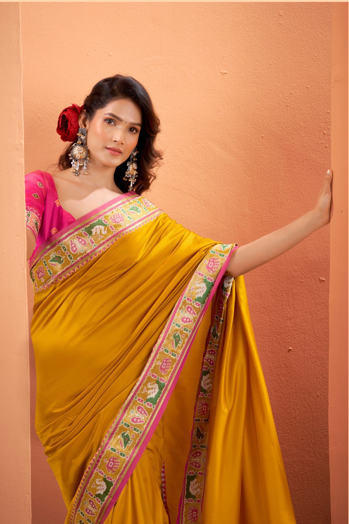 Buy MySilkLove Mikado Yellow Woven Banarasi Patola Silk Saree Online