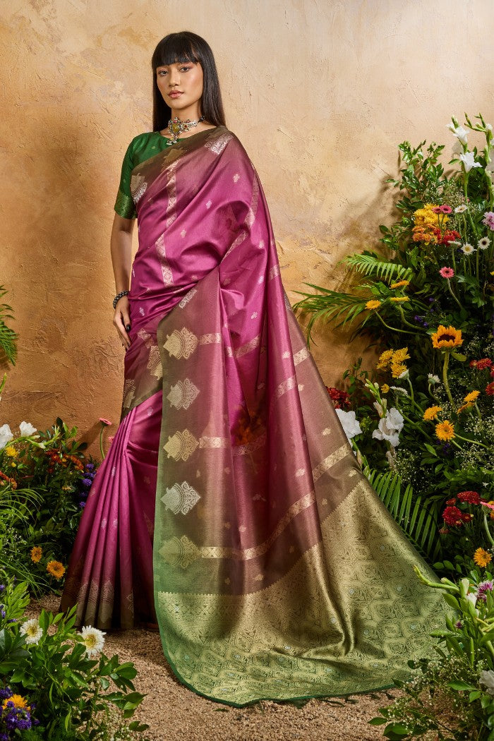 Buy MySilkLove Dusty Pink Banarasi Handloom Saree Online