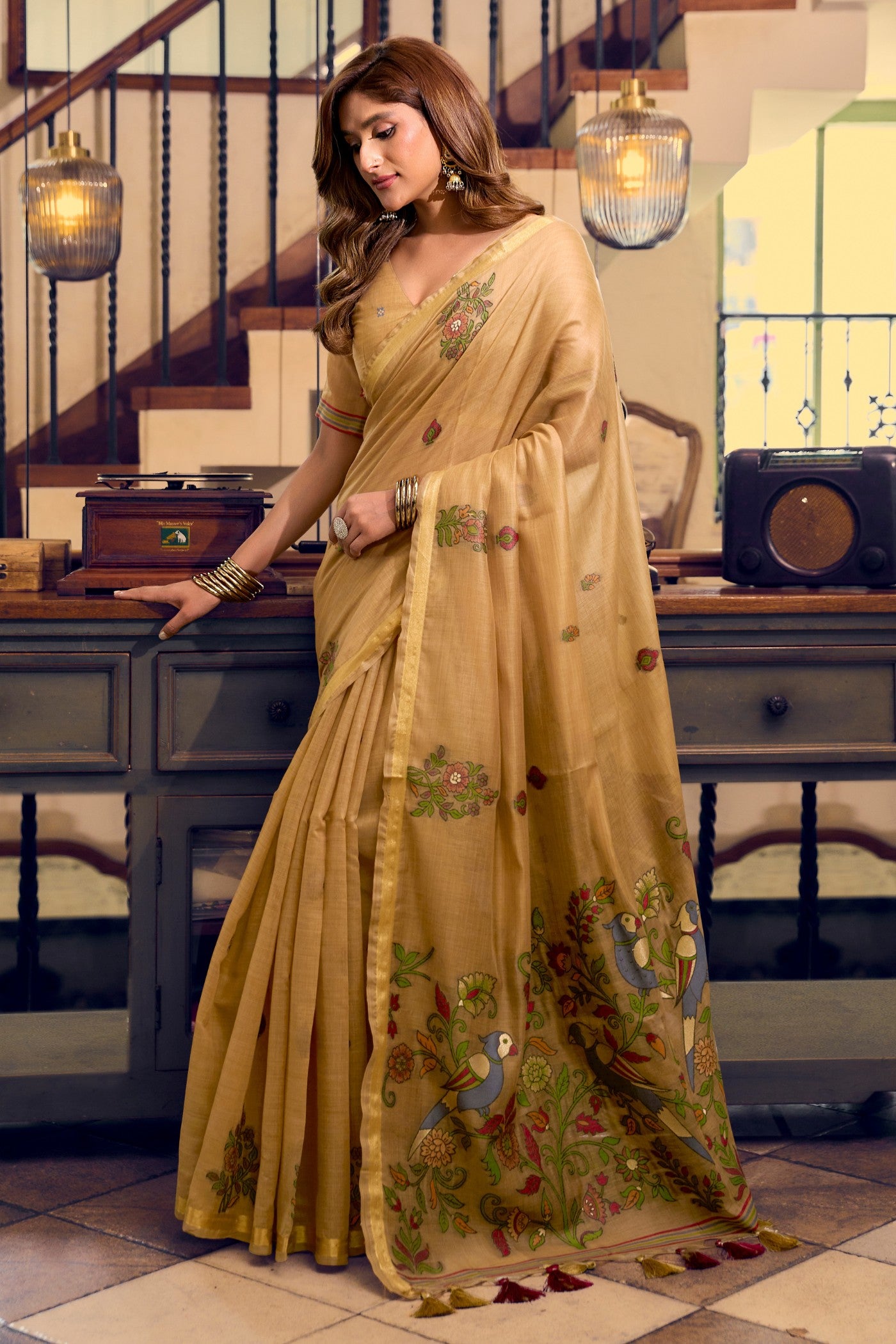 Buy MySilkLove Muddy Yellow Cotton Silk Saree Online