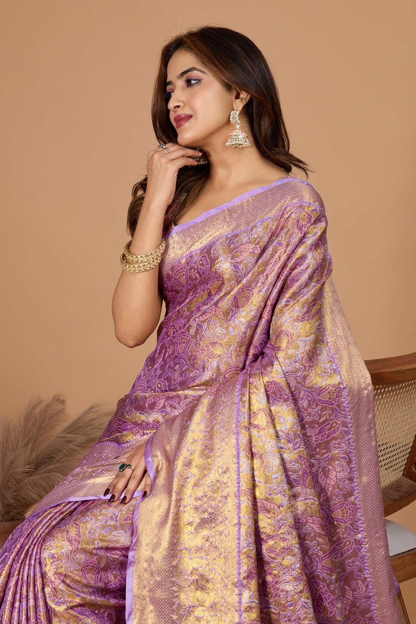 Buy MySilkLove Cameo Pink Woven Kanjivaram Saree Online