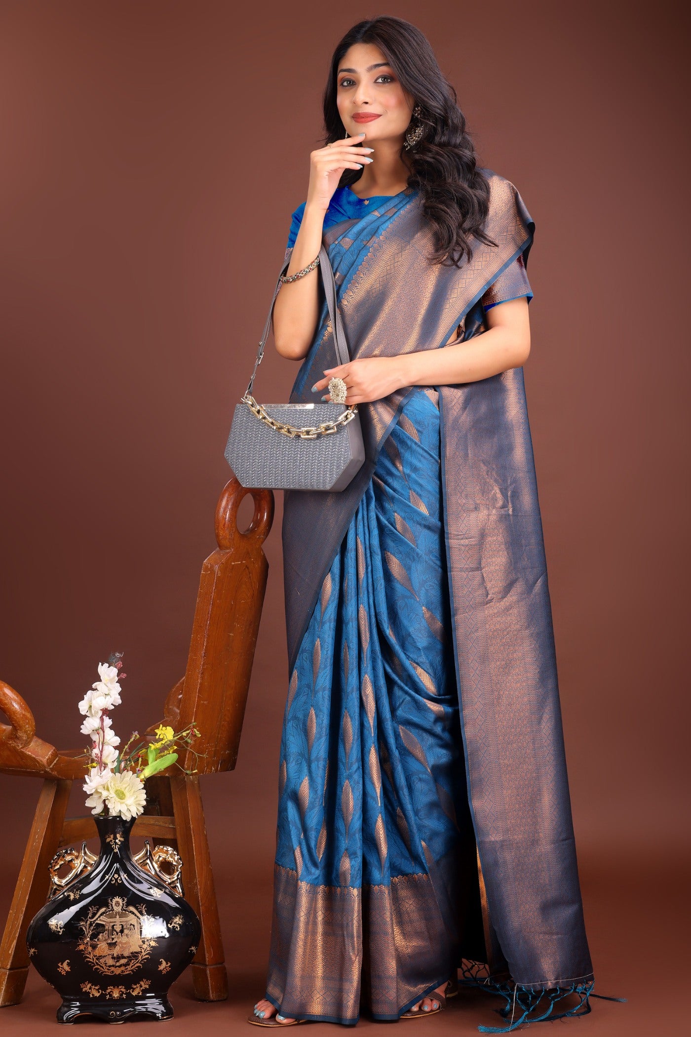 Buy MySilkLove Royal Blue Woven Banarasi Saree Online