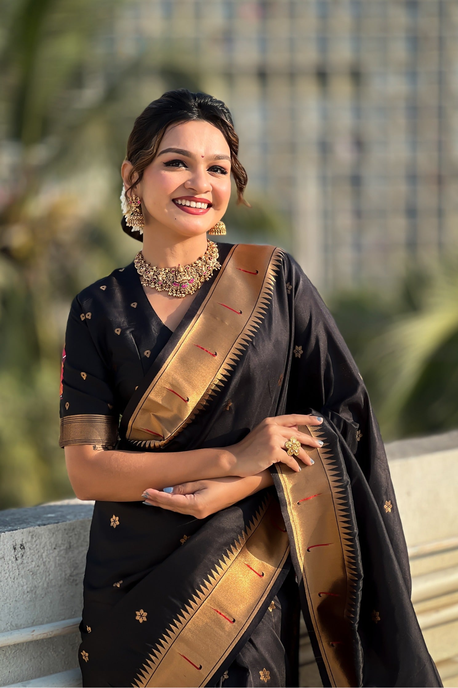 Buy MySilkLove Raven Black Woven Paithani Saree Online