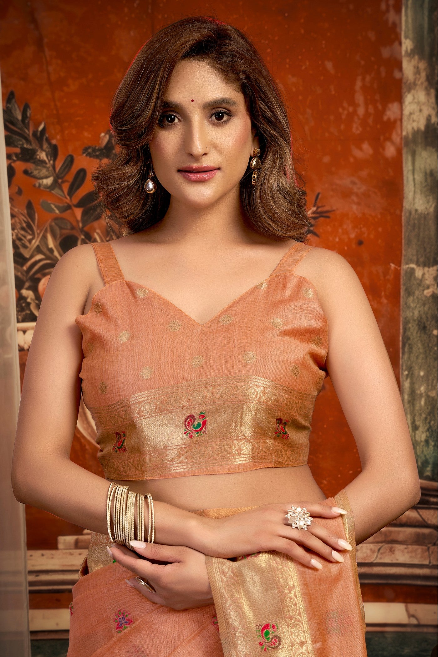 Buy MySilkLove Heather Peach Zari Woven Paithani Saree Online