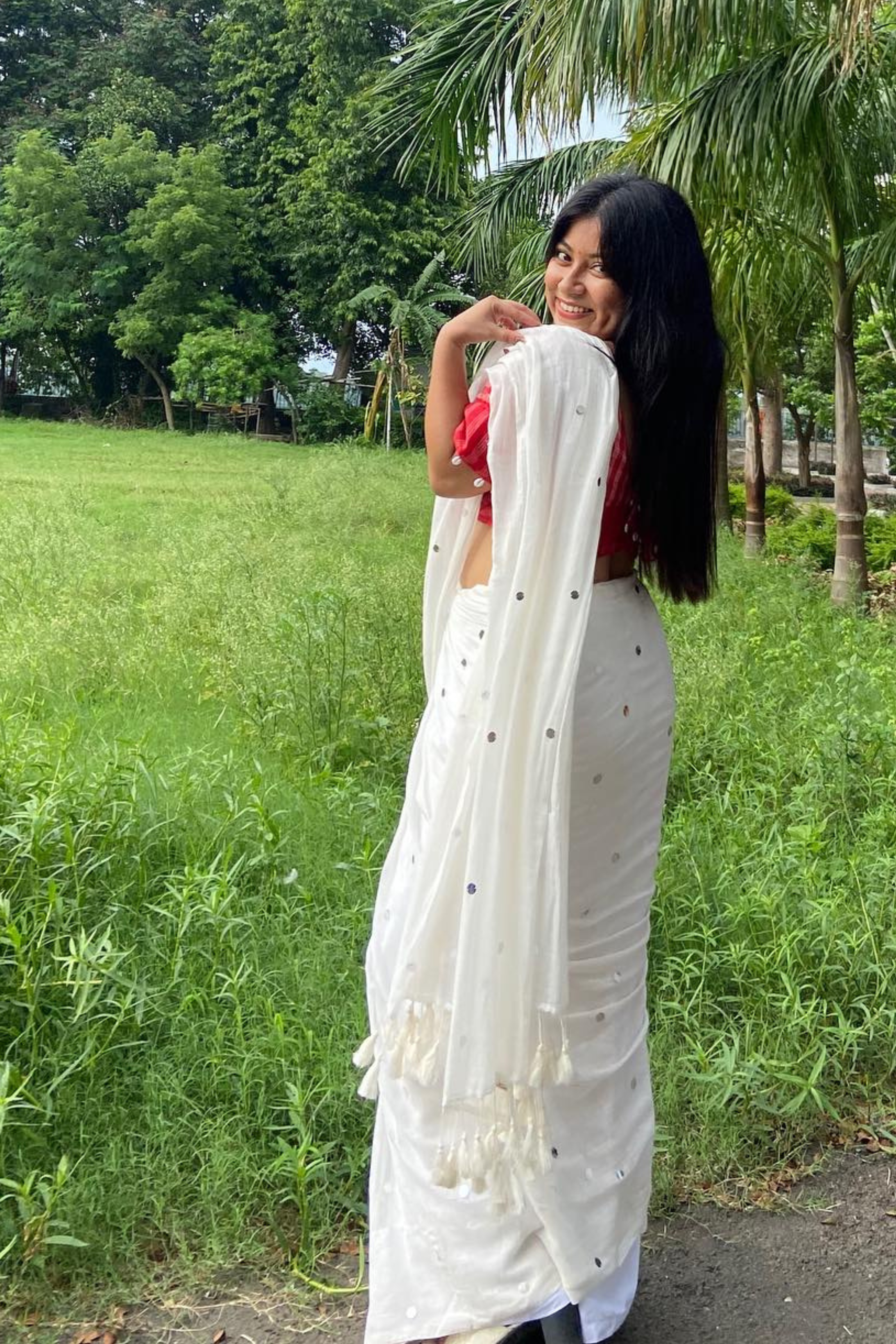 Buy MySilkLove Snow White Cotton Chumki Handloom Saree Online