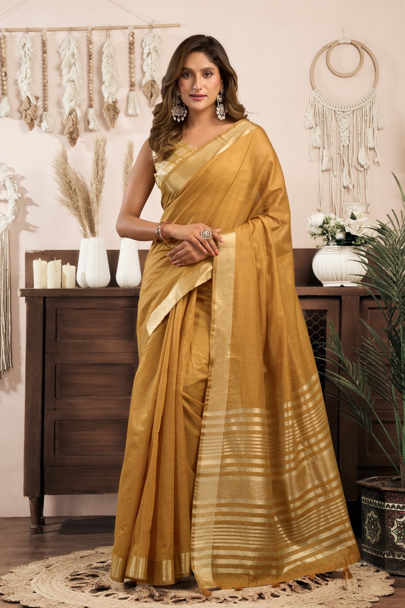 Buy MySilkLove Amber Yellow Handloom Cotton Saree Online