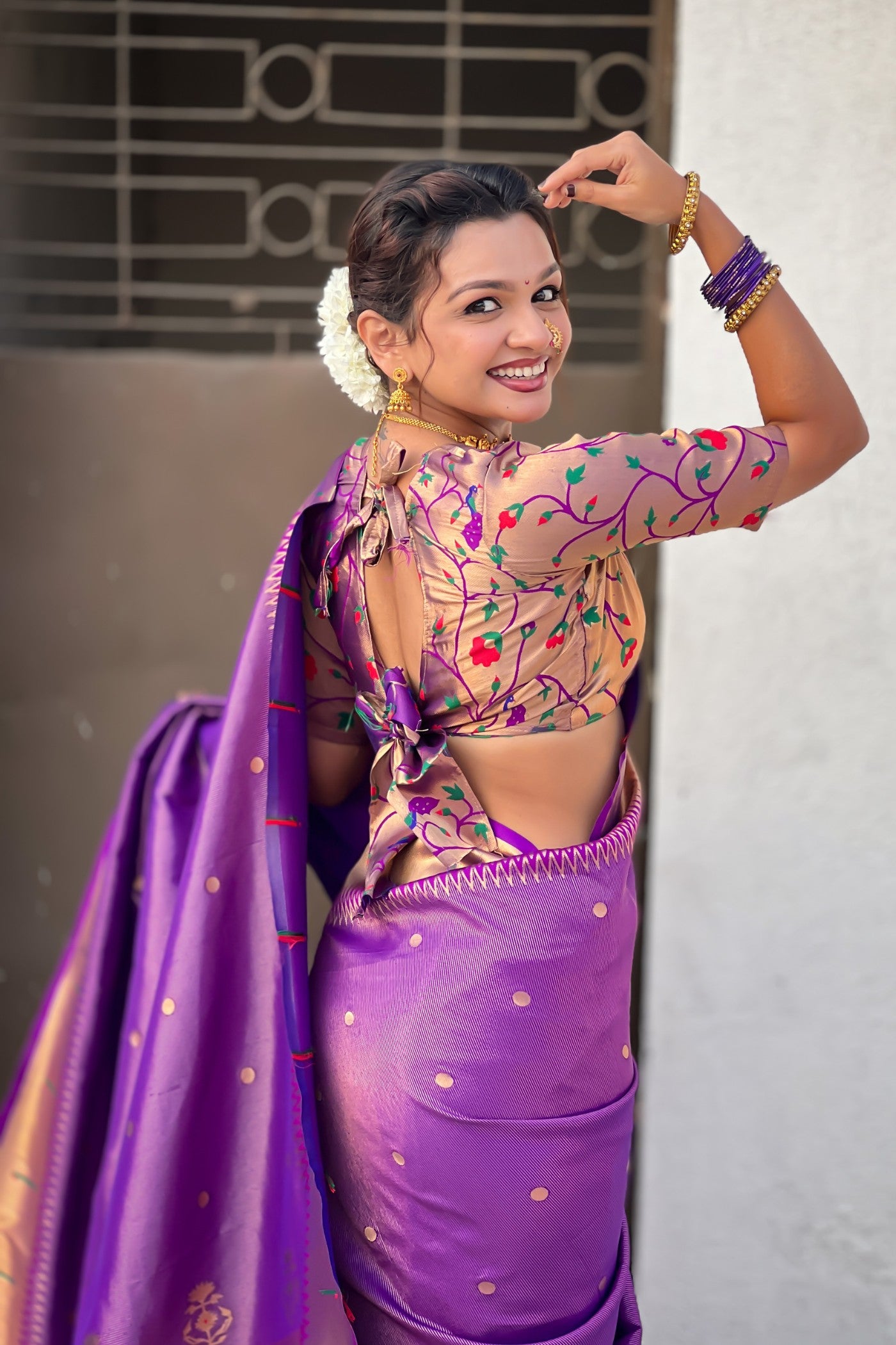 Buy MySilkLove Grape Purple Woven Tissue Paithani Saree Online