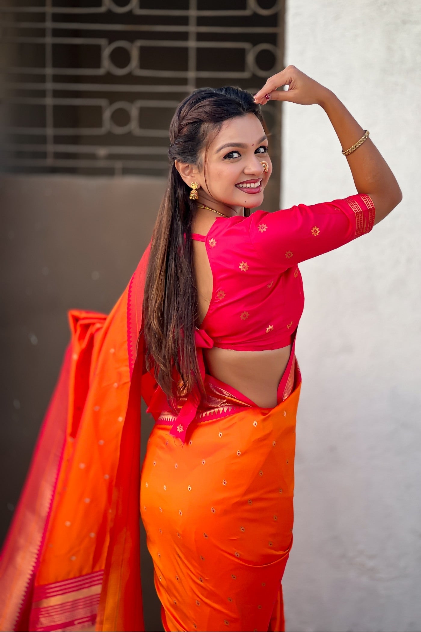 Buy MySilkLove Pumpkin Orange Zari Woven Paithani Saree Online