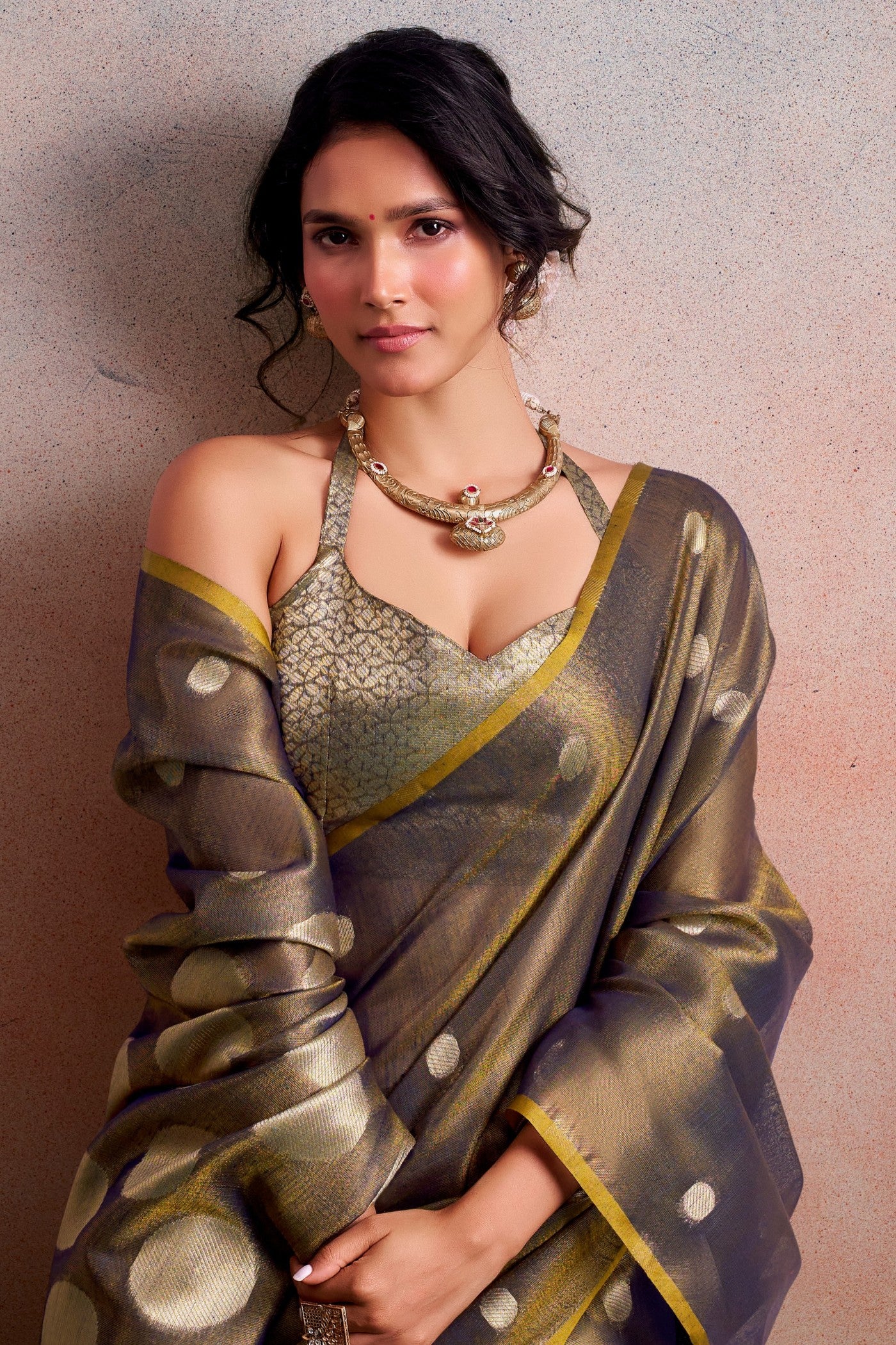 MySilkLove Walnut Brown Handloom Tissue Saree