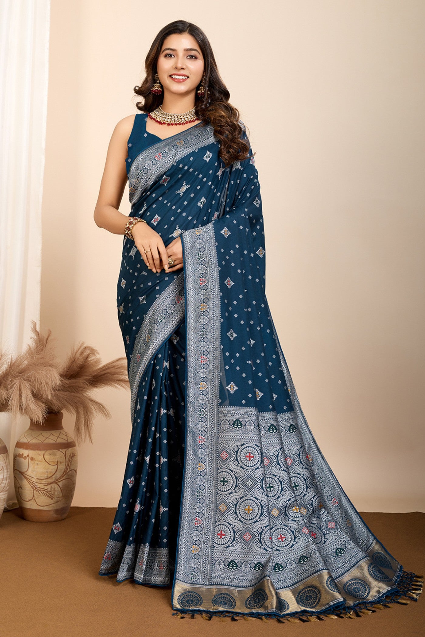 Buy MySilkLove Navy Blue Woven Banarasi Saree Online
