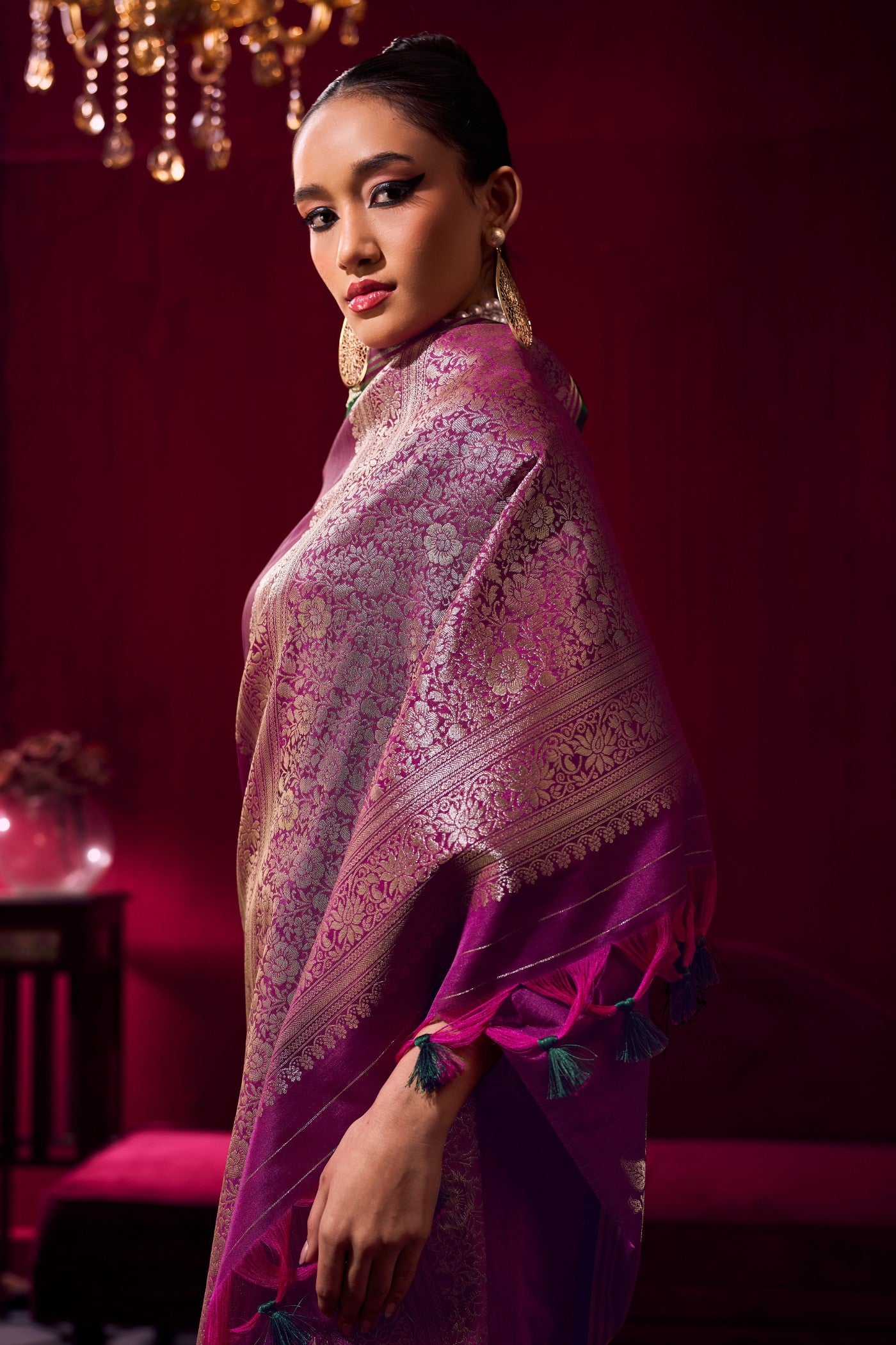 Buy MySilkLove Violet Purple Handloom Satin Soft Silk Saree Online
