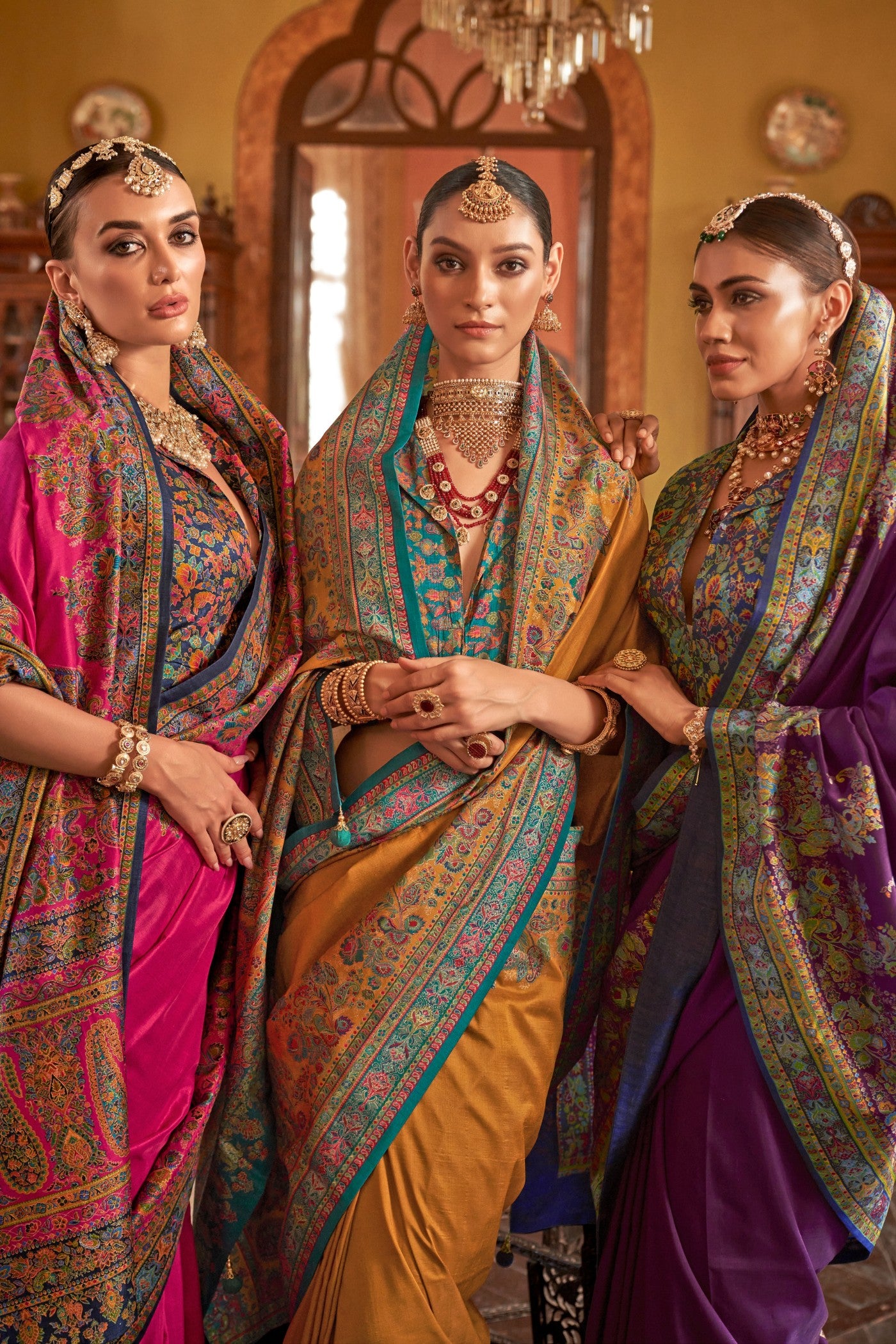 Buy MySilkLove Flaxen Yellow Printed Banarasi Saree Online