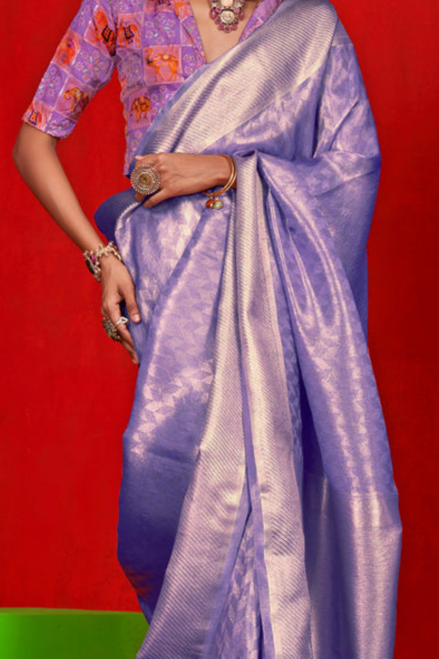 Buy MySilkLove Salvia Purple Woven Tissue Silk Saree Online